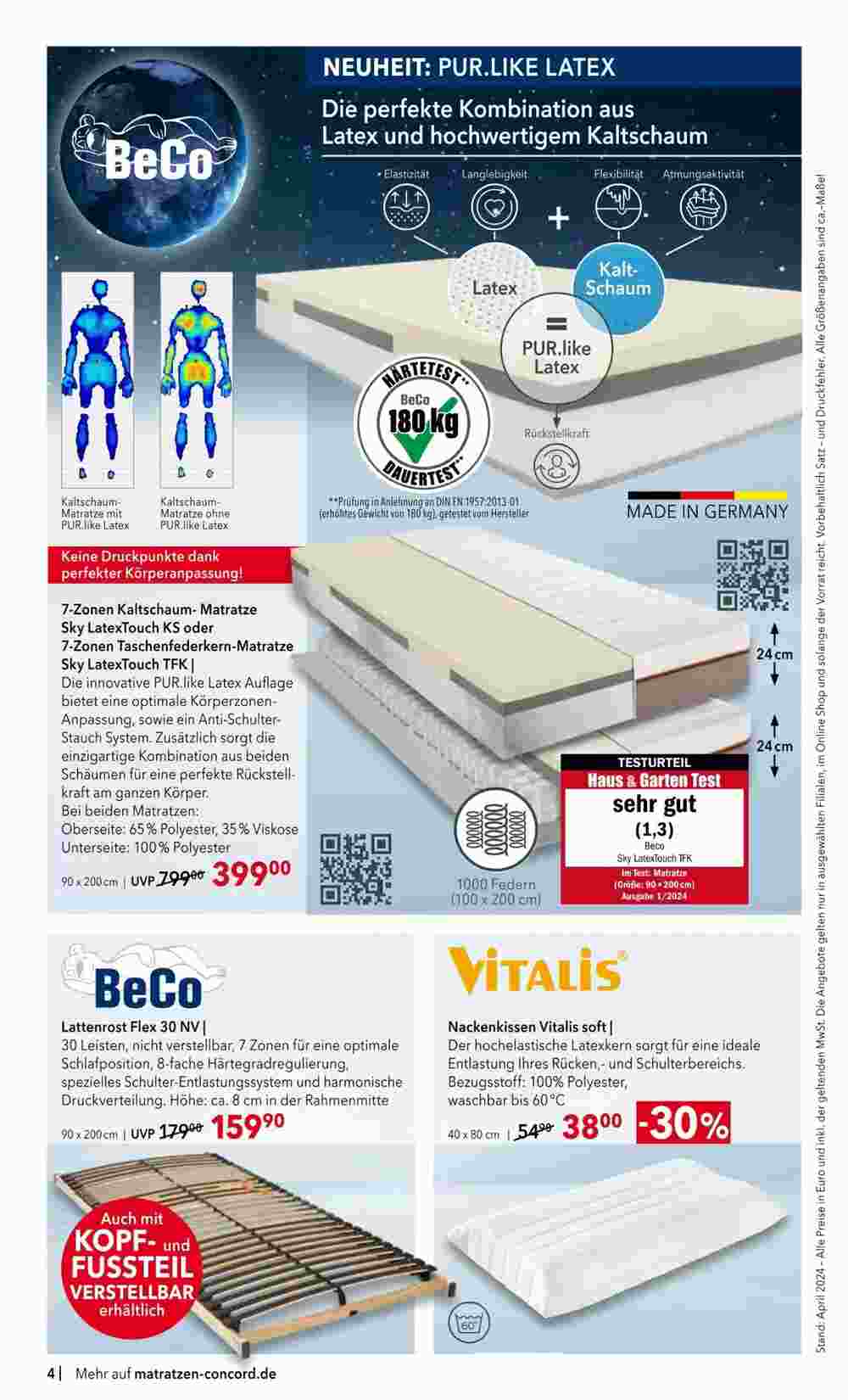 Matratzen Concord Prospekt (ab 02.04.2024) zum Blättern - Seite 4