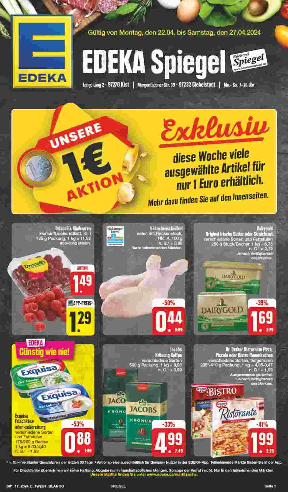 Edeka Spiegel Prospekt (ab 22.04.2024) zum Blättern - Seite 1