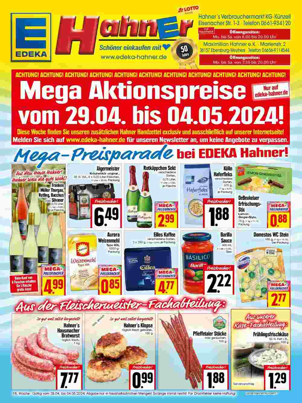 EDEKA Hahner Prospekt (ab 28.04.2024) zum Blättern - Seite 1