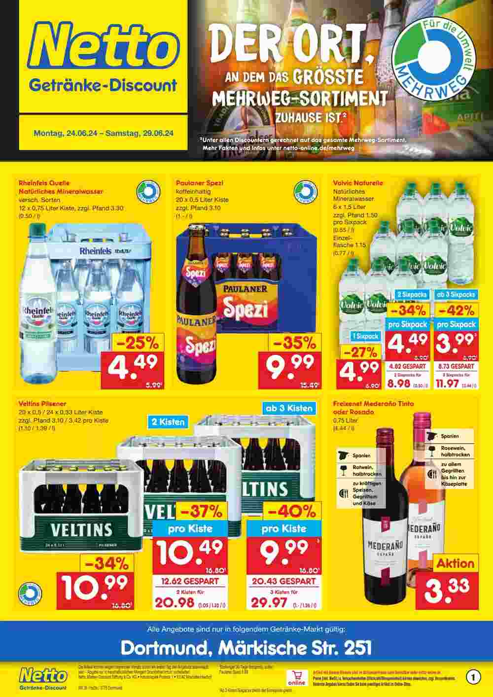 Netto Getränke Discount Prospekt (ab 24.06.2024) zum Blättern - Seite 1