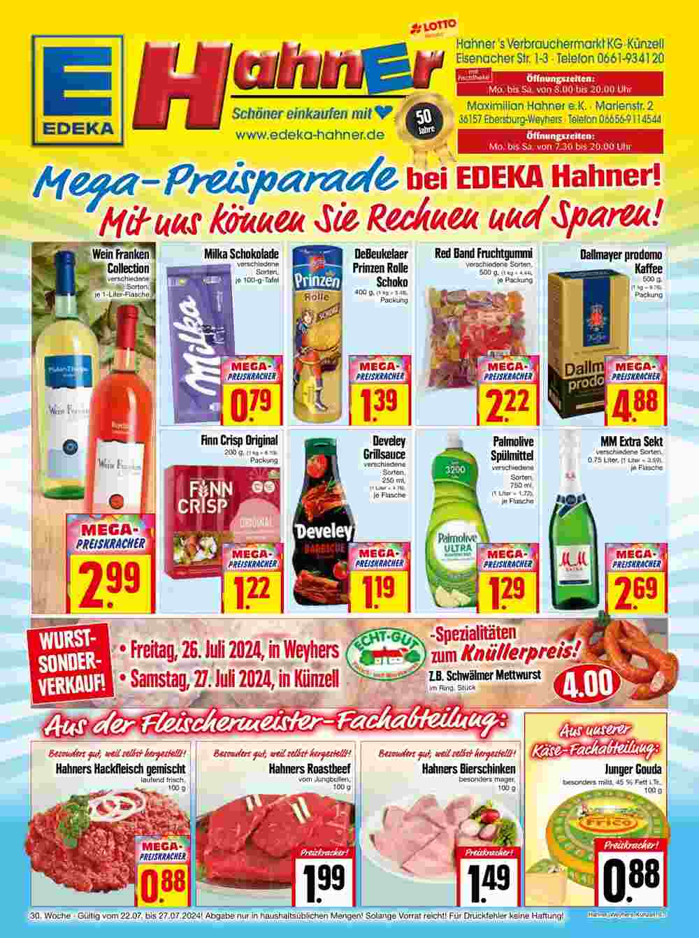 EDEKA Hahner Prospekt (ab 22.07.2024) zum Blättern - Seite 1