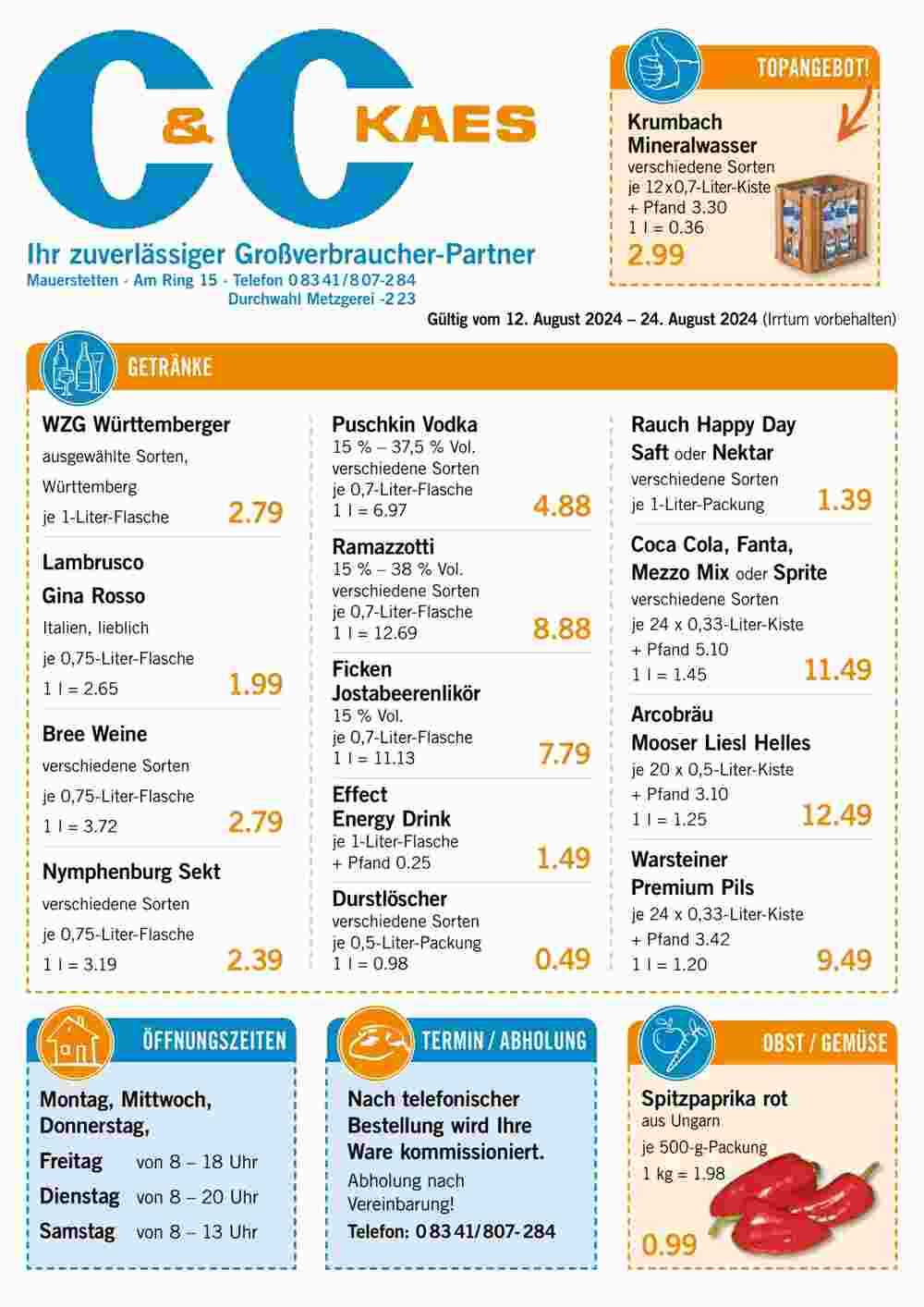 C&C Kaes Prospekt (ab 12.08.2024) zum Blättern - Seite 1