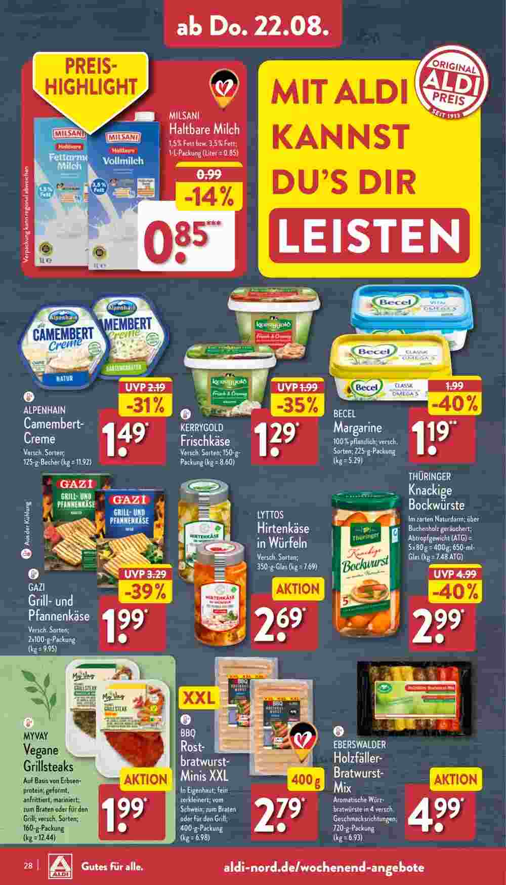 Aldi Nord Prospekt (ab 19.08.2024) zum Blättern - Seite 28