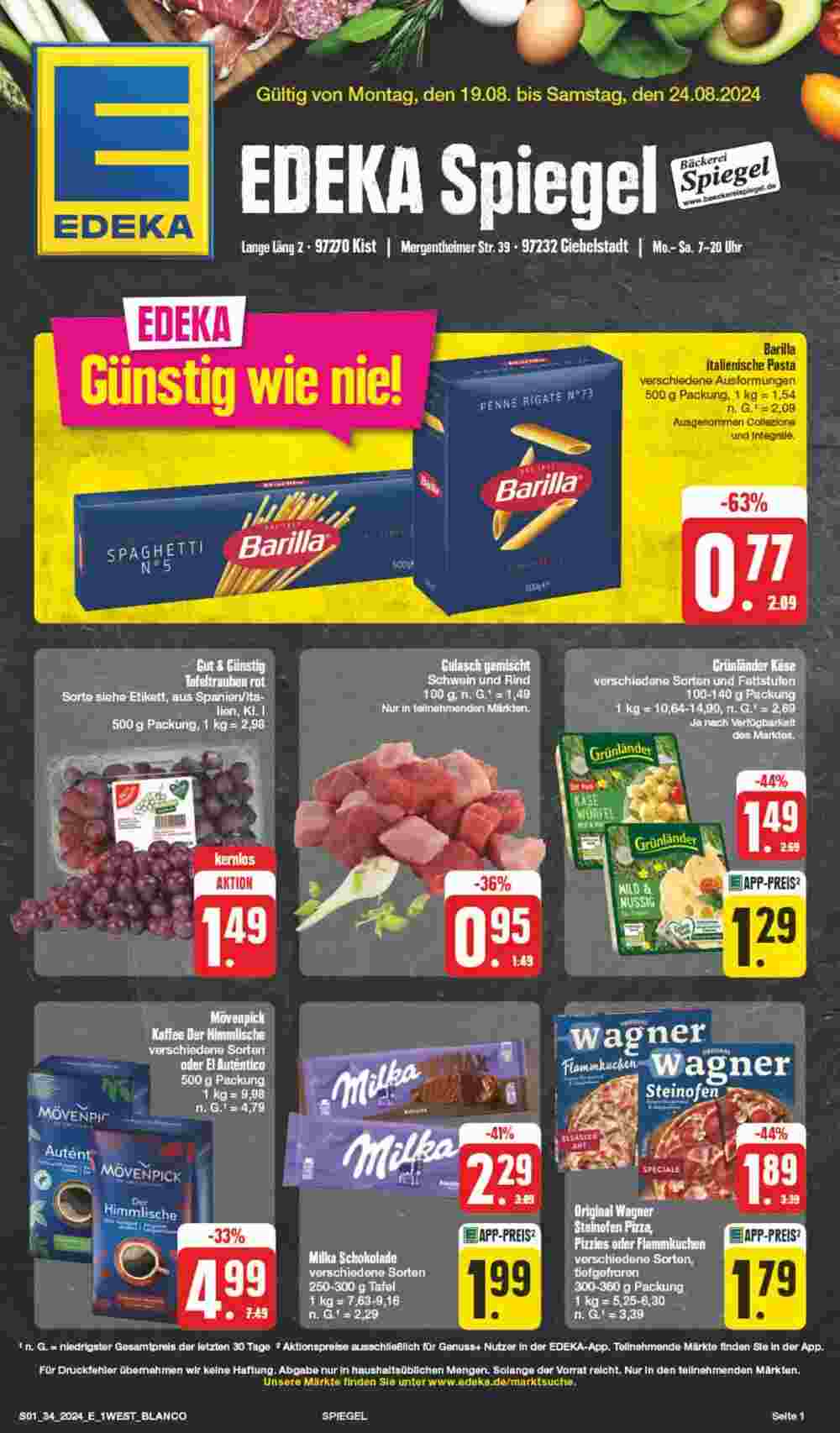 Edeka Spiegel Prospekt (ab 19.08.2024) zum Blättern - Seite 1