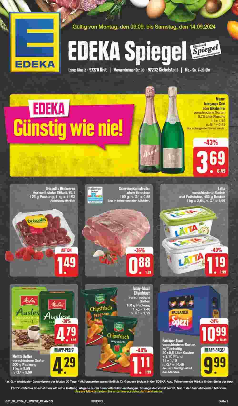 Edeka Spiegel Prospekt (ab 09.09.2024) zum Blättern - Seite 1