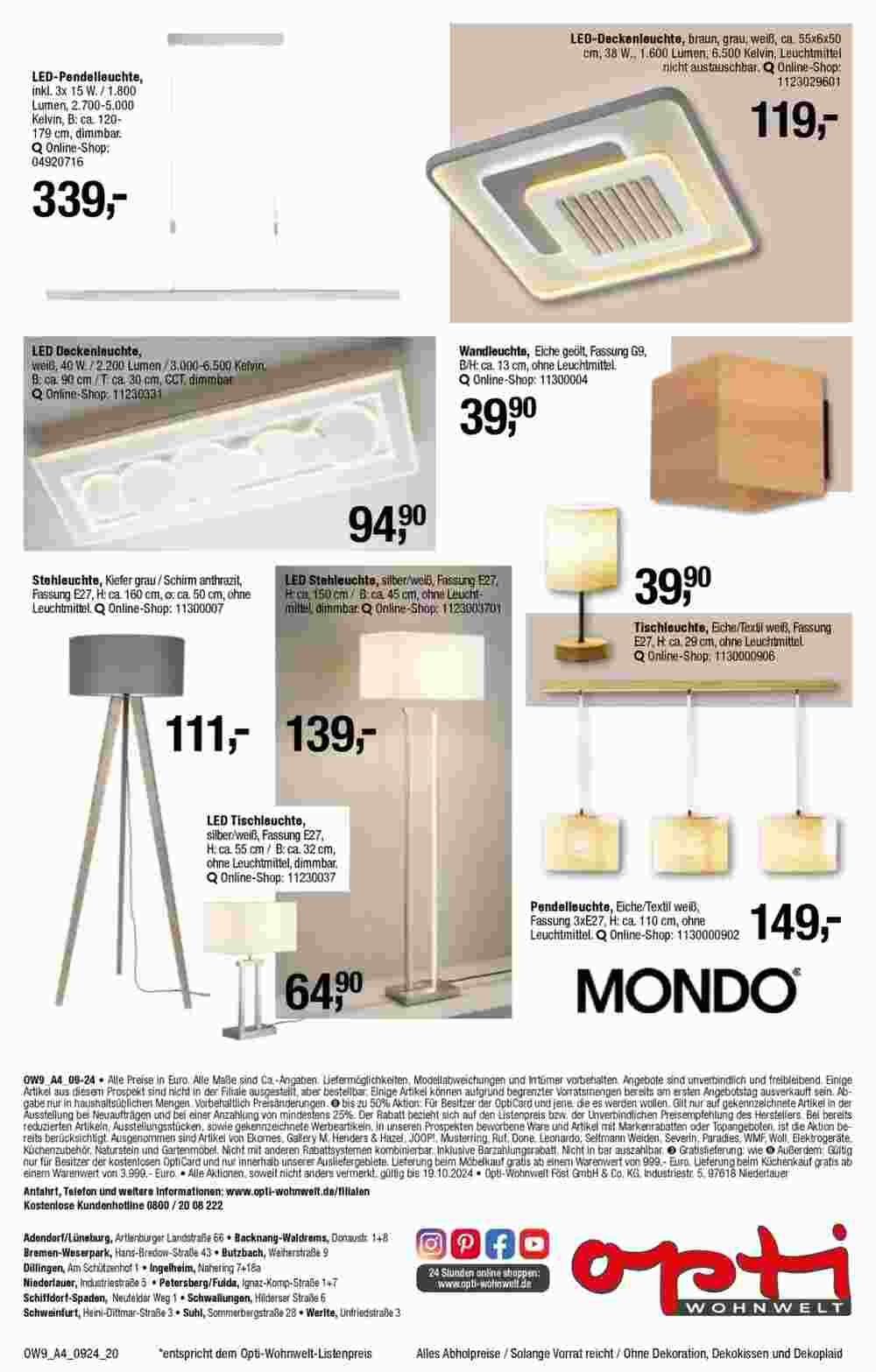 Opti Wohnwelt Prospekt (ab 27.09.2024) zum Blättern - Seite 20