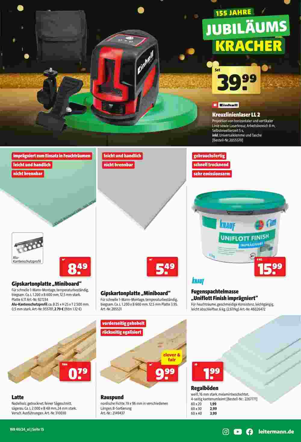 Leitermann Baumarkt Prospekt (ab 28.09.2024) zum Blättern - Seite 15