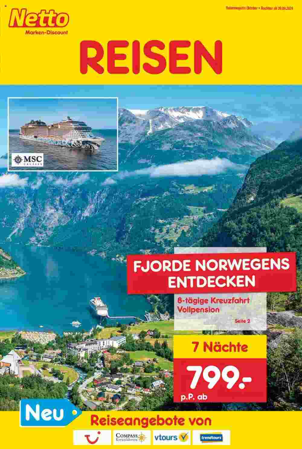 Netto Reisen Prospekt (ab 01.10.2024) zum Blättern - Seite 1