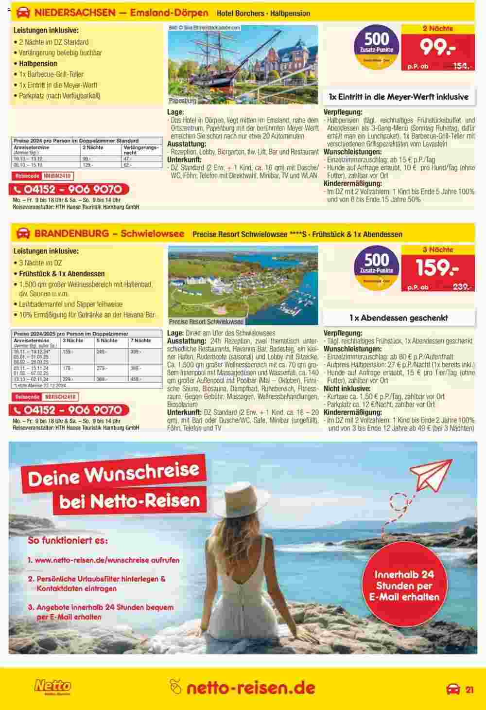 Netto Reisen Prospekt (ab 01.10.2024) zum Blättern - Seite 21