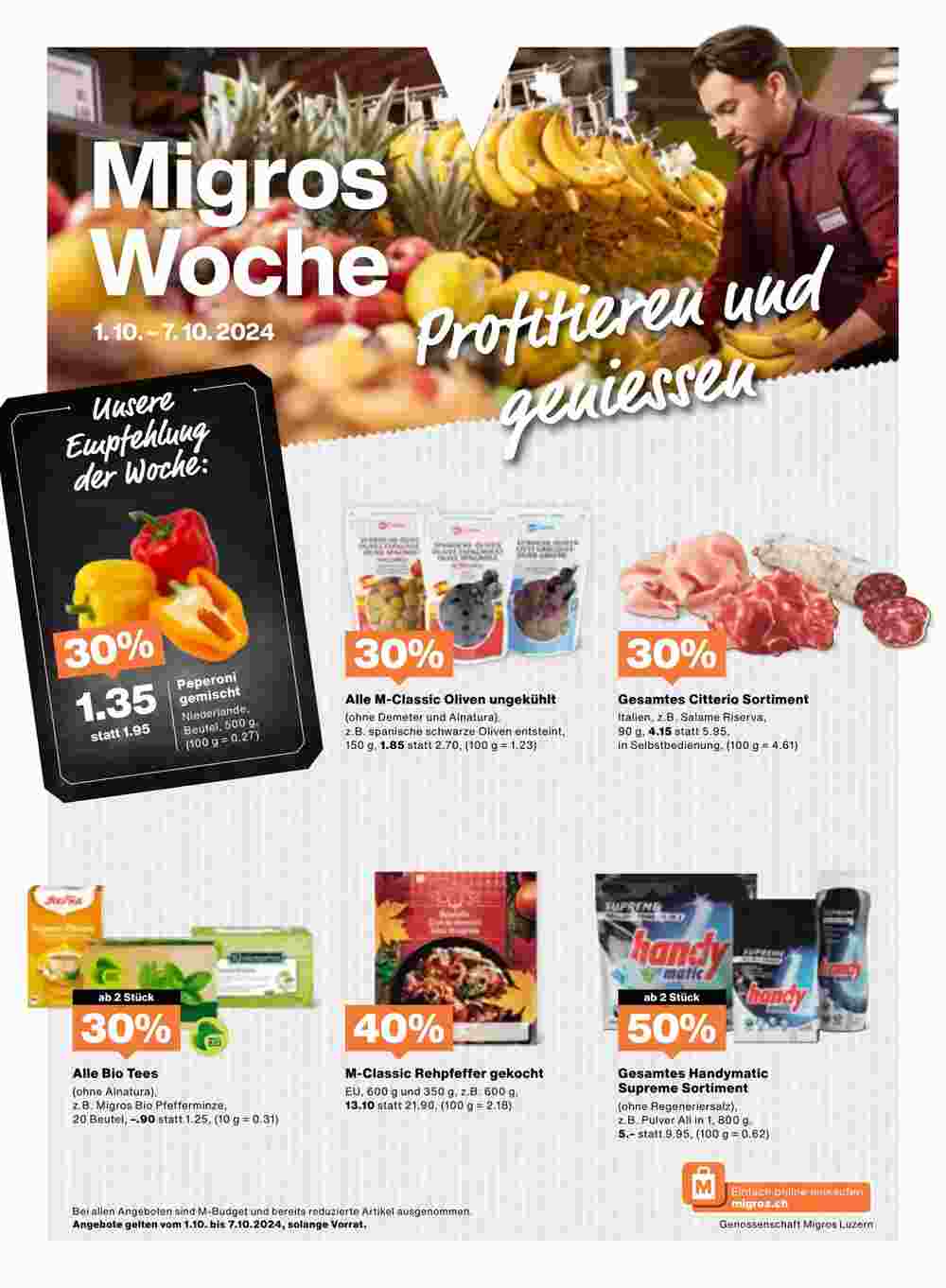 Migros Prospekt (ab 01.10.2024) zum Blättern - Seite 1