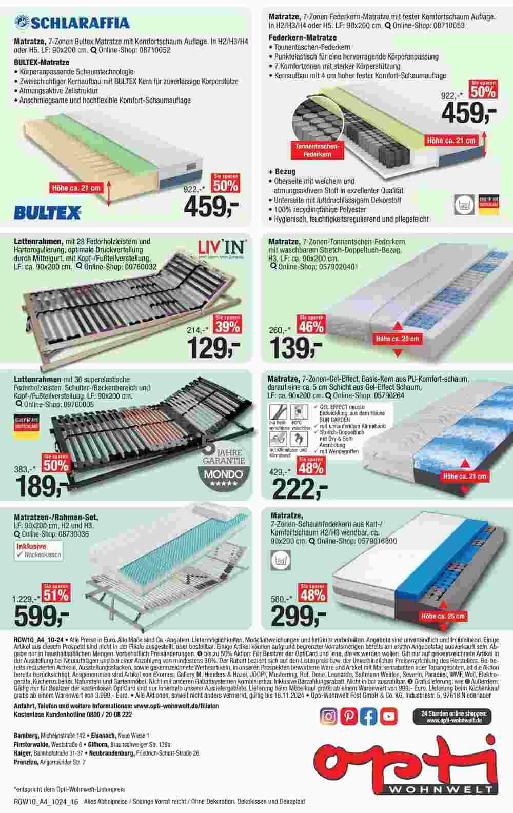 Opti Wohnwelt Prospekt (ab 18.10.2024) zum Blättern - Seite 16