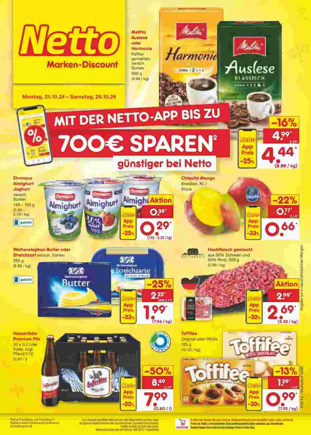 Netto Marken-Discount Prospekt (ab 20.10.2024) zum Blättern - Seite 1