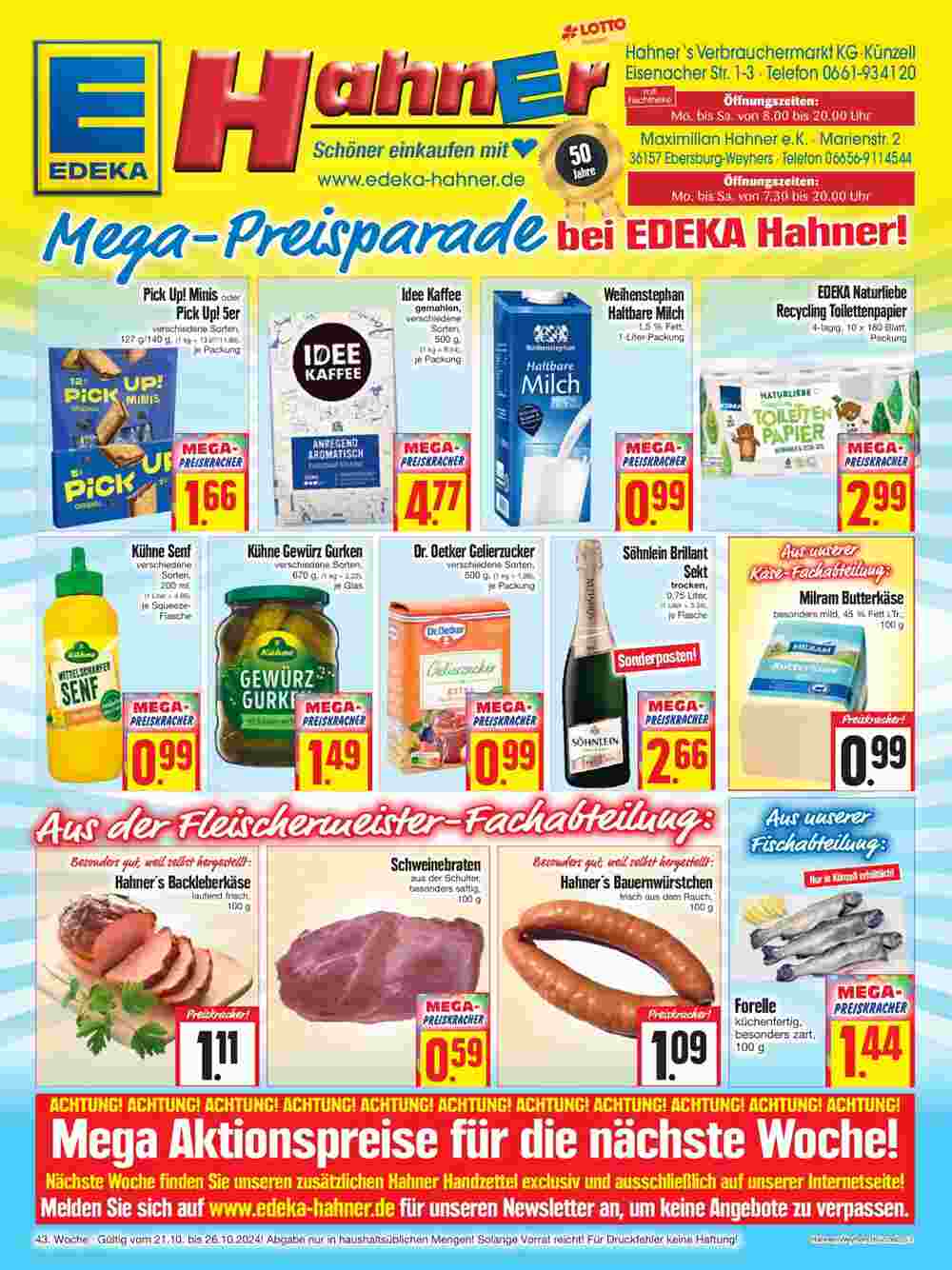 EDEKA Hahner Prospekt (ab 21.10.2024) zum Blättern - Seite 1