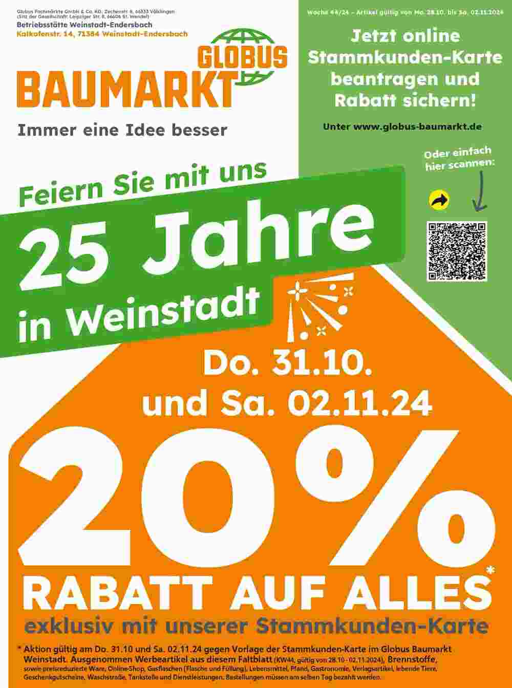 Globus Baumarkt Prospekt (ab 27.10.2024) zum Blättern - Seite 1