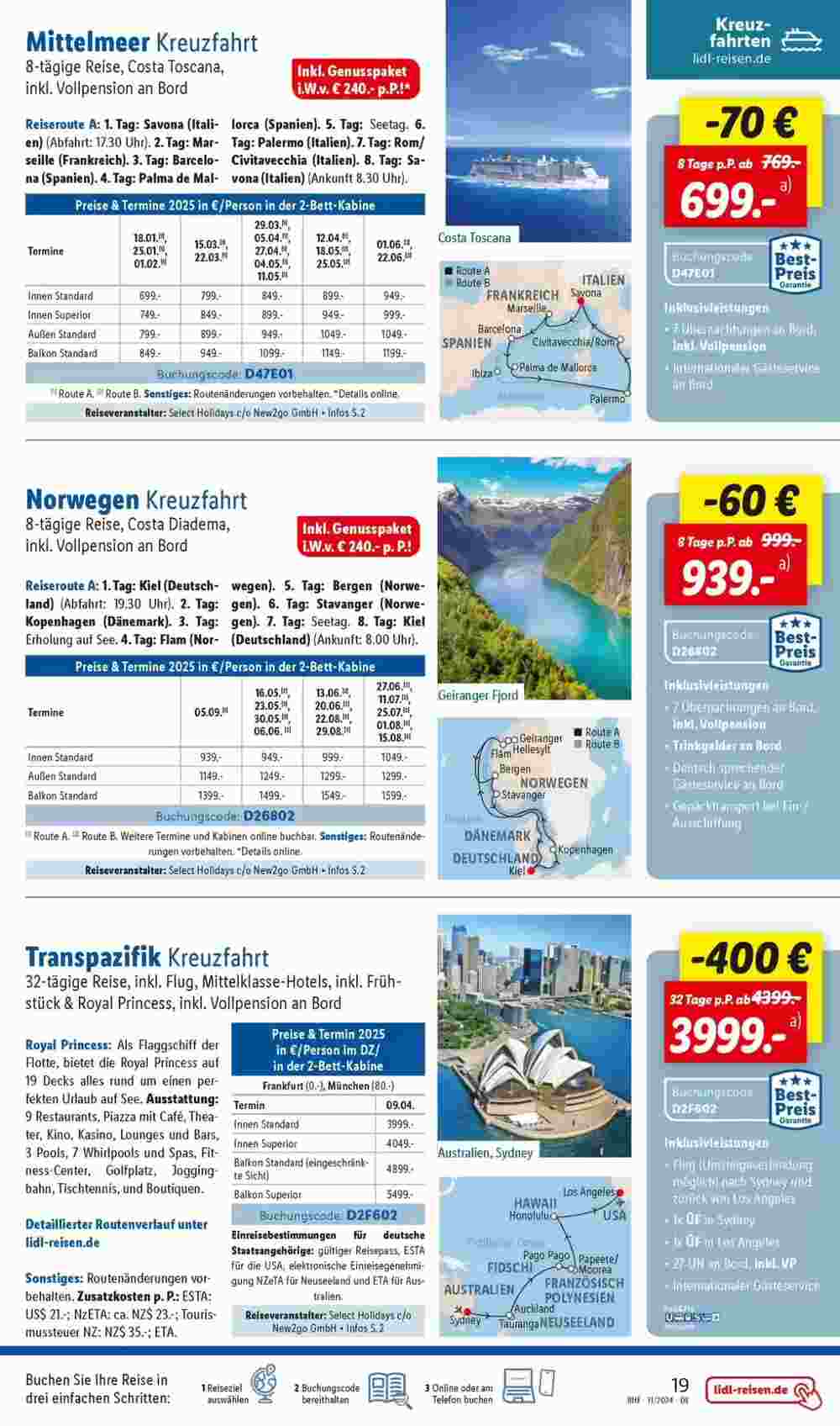 Lidl Reisen Prospekt (ab 30.10.2024) zum Blättern - Seite 19