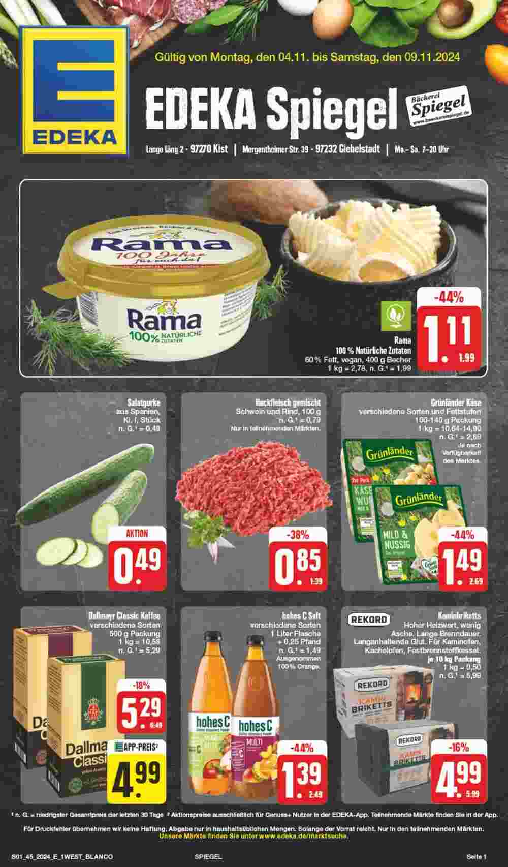 Edeka Spiegel Prospekt (ab 04.11.2024) zum Blättern - Seite 1