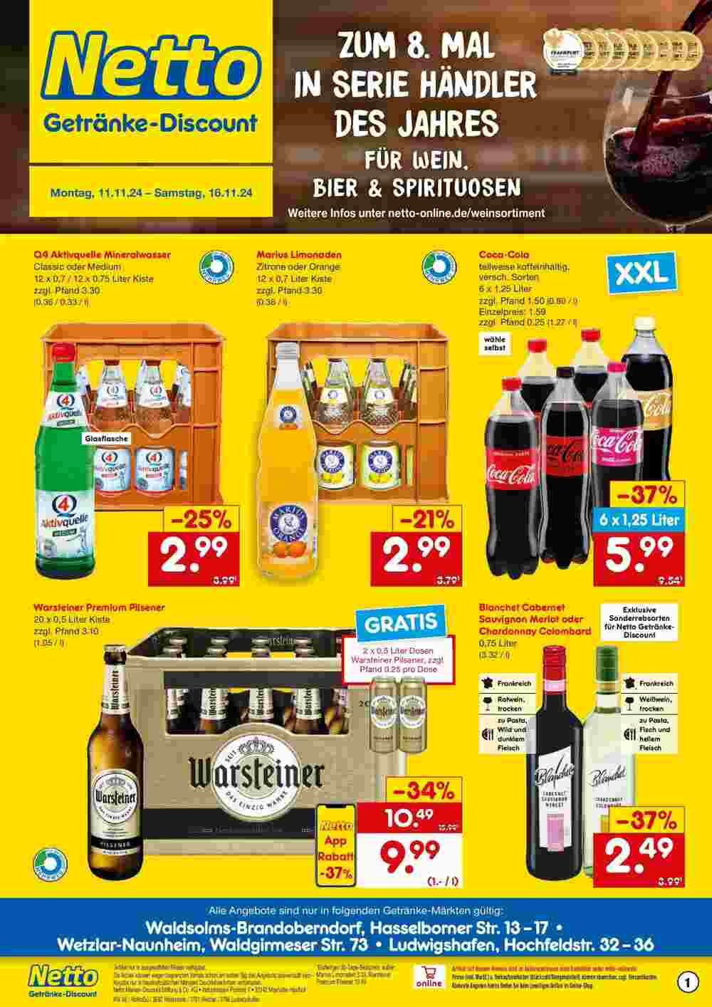 Netto Getränke Discount Prospekt (ab 10.11.2024) zum Blättern - Seite 1