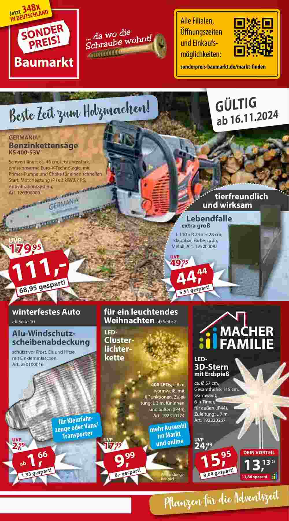 Sonderpreis Baumarkt Prospekt (ab 16.11.2024) zum Blättern - Seite 1