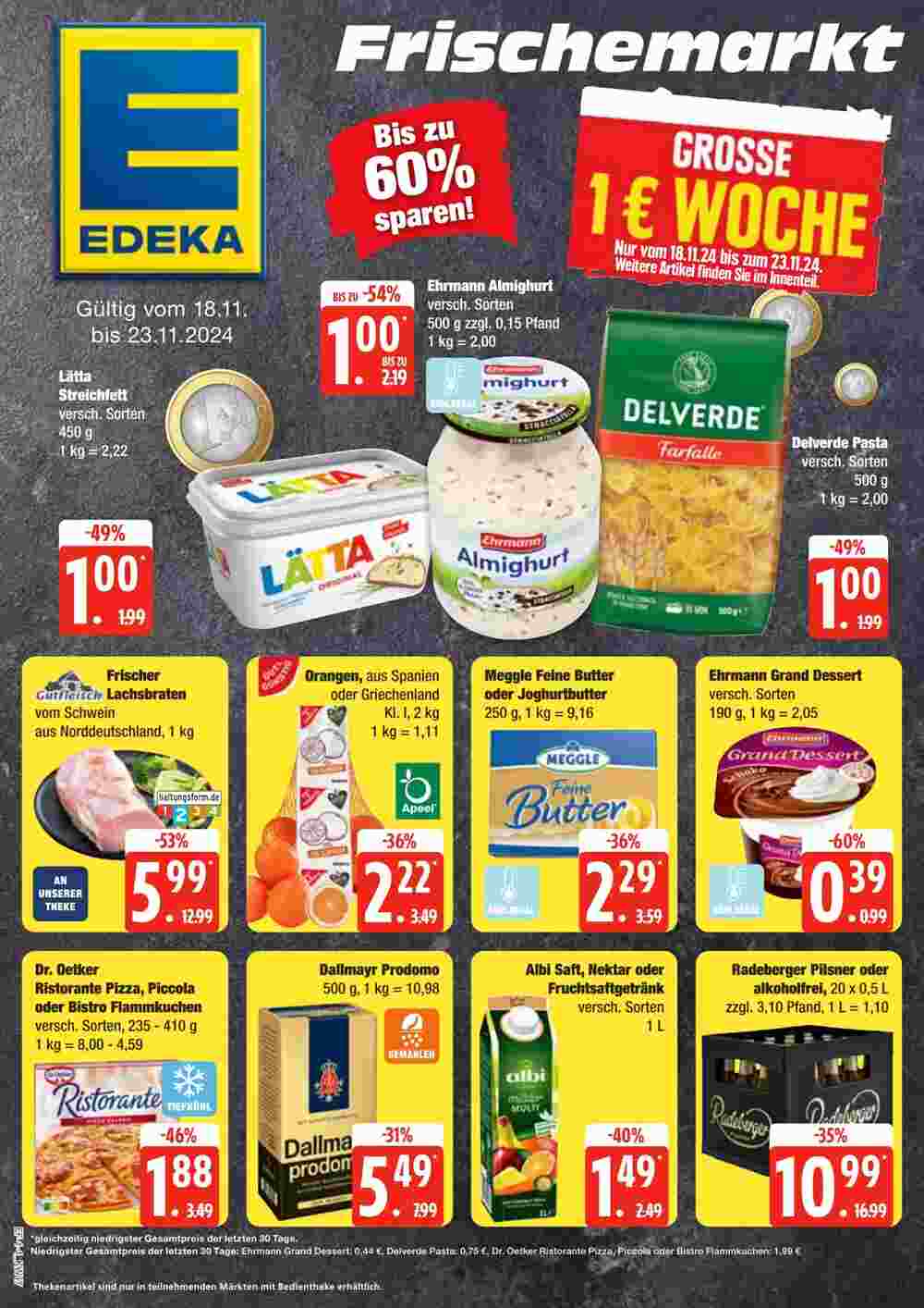 Edeka Frischemarkt Prospekt (ab 18.11.2024) zum Blättern - Seite 1