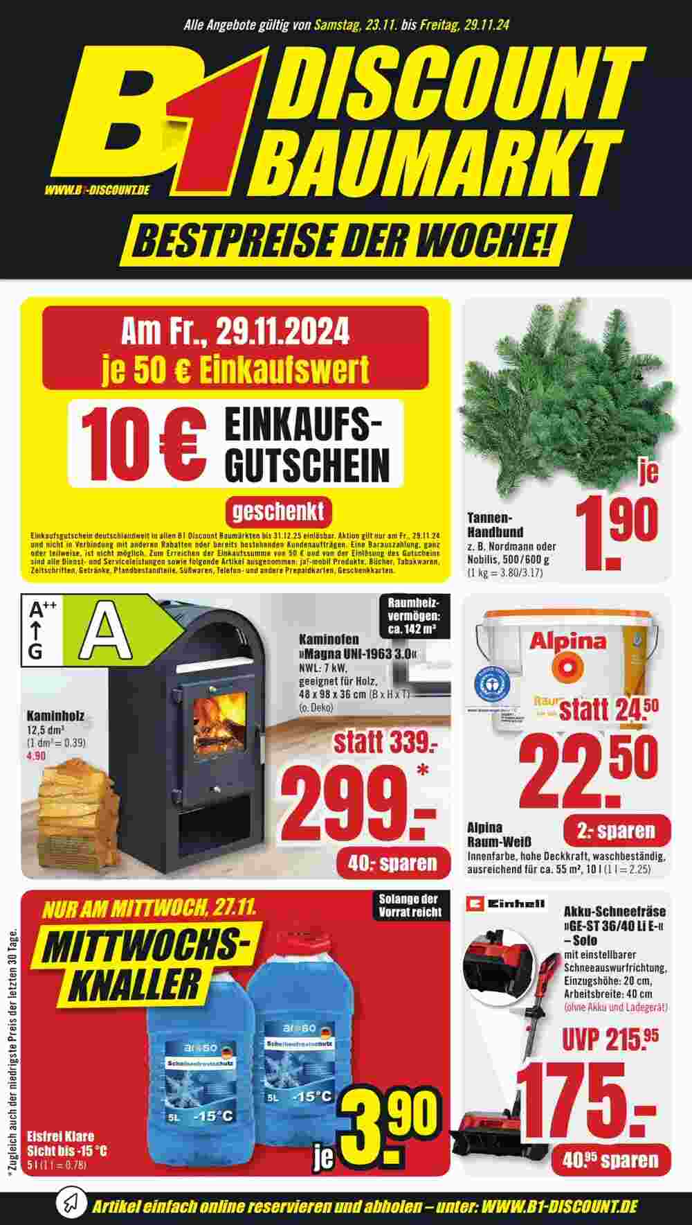 B1 Discount Baumarkt Prospekt (ab 23.11.2024) zum Blättern - Seite 1