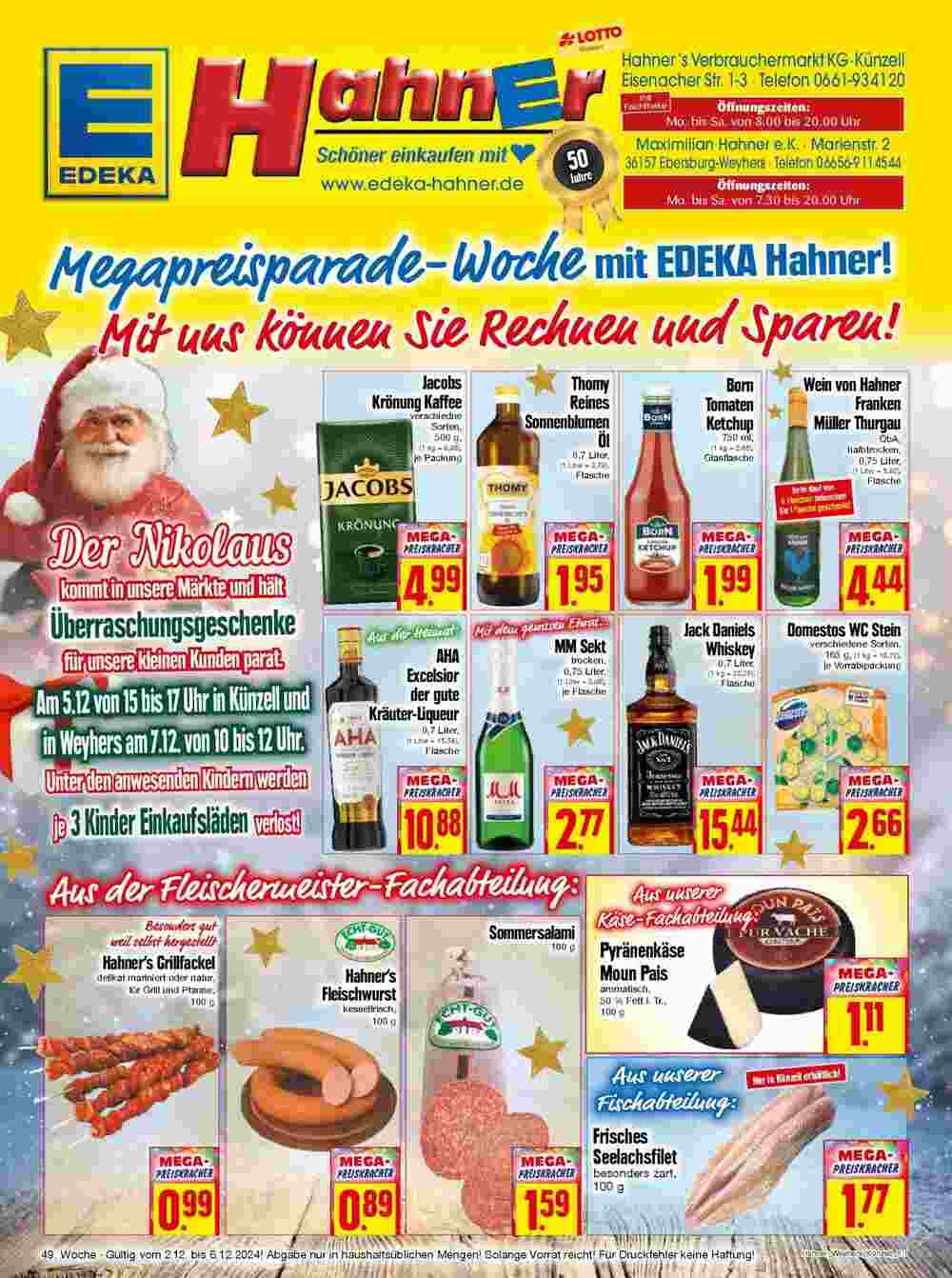 EDEKA Hahner Prospekt (ab 01.12.2024) zum Blättern - Seite 1