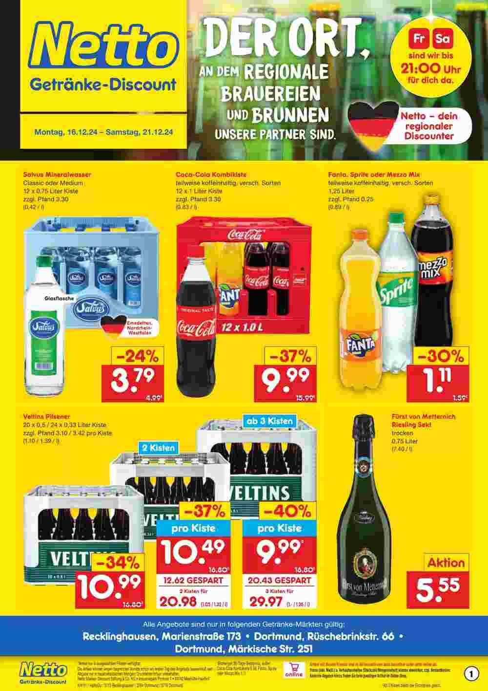 Netto Getränke Discount Prospekt (ab 16.12.2024) zum Blättern - Seite 1