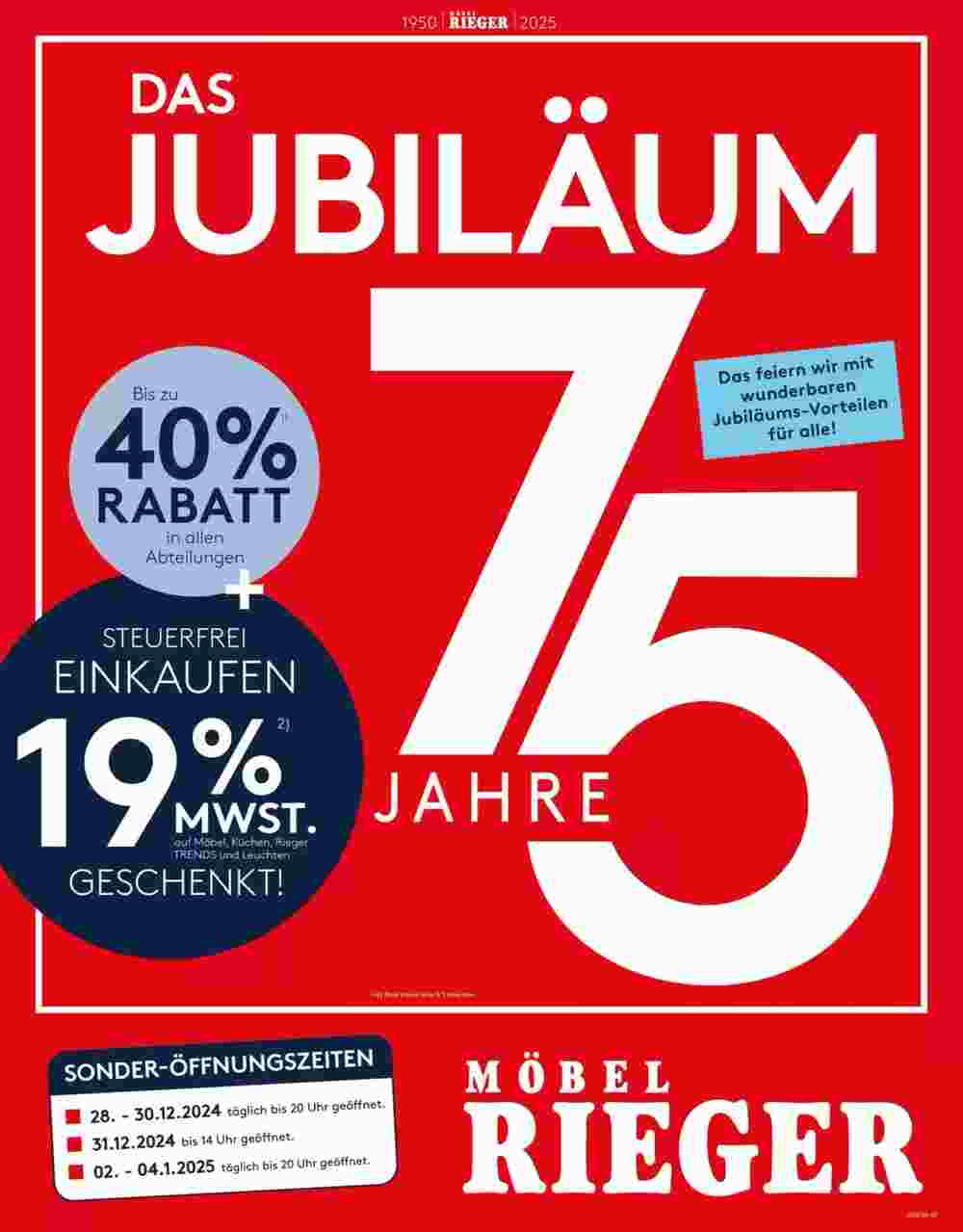 Möbel Rieger Prospekt (ab 24.12.2024) zum Blättern - Seite 1