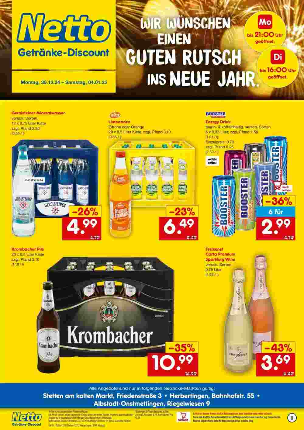 Netto Getränke Discount Prospekt (ab 29.12.2024) zum Blättern - Seite 1