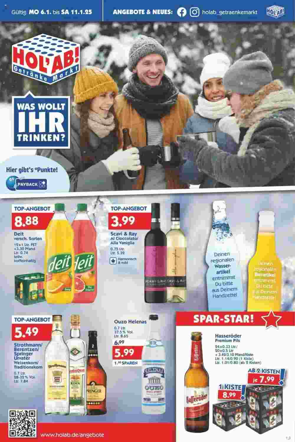 Hol'ab Getränkemarkt Prospekt (ab 06.01.2025) zum Blättern - Seite 1