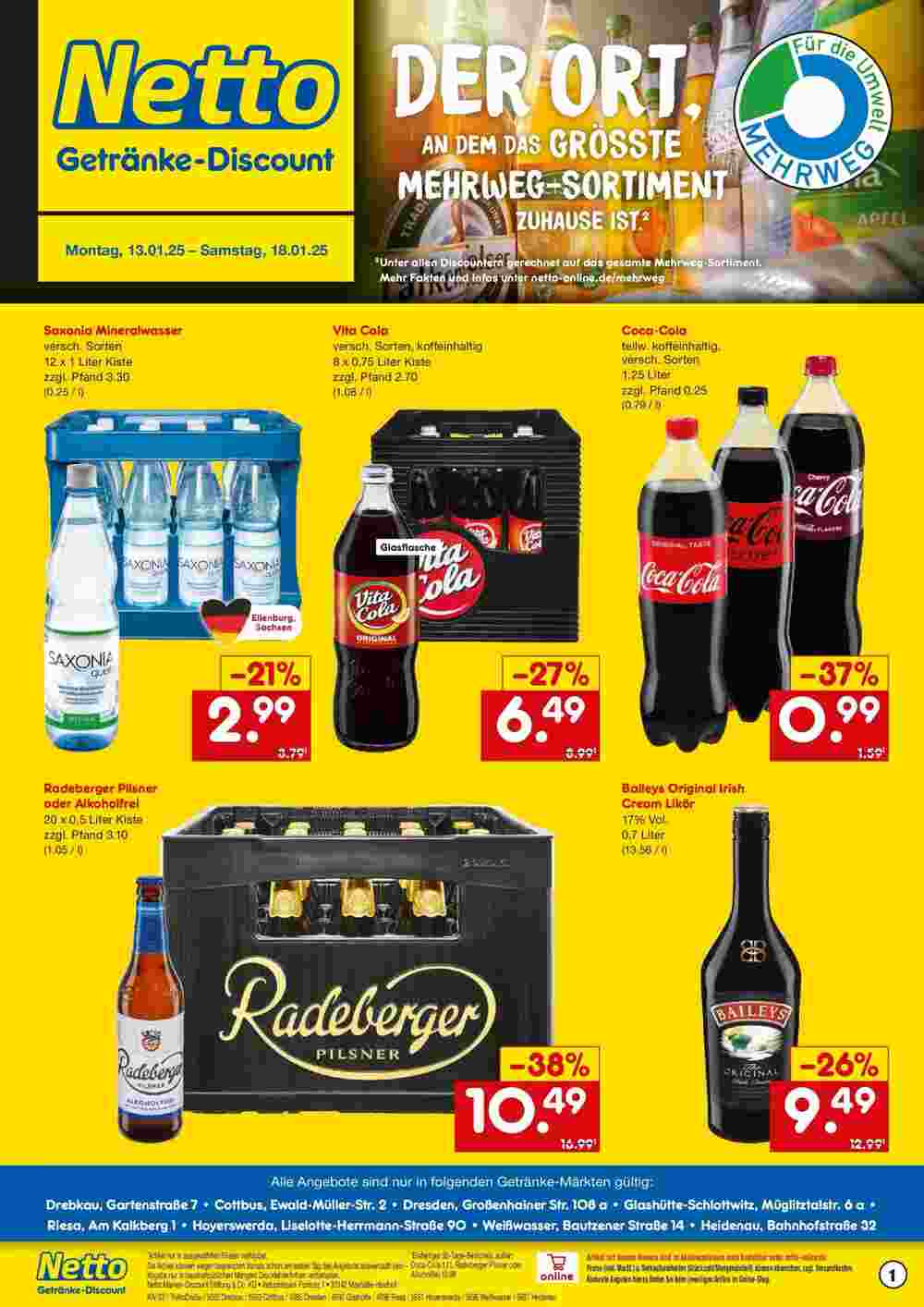 Netto Getränke Discount Prospekt (ab 12.01.2025) zum Blättern - Seite 1