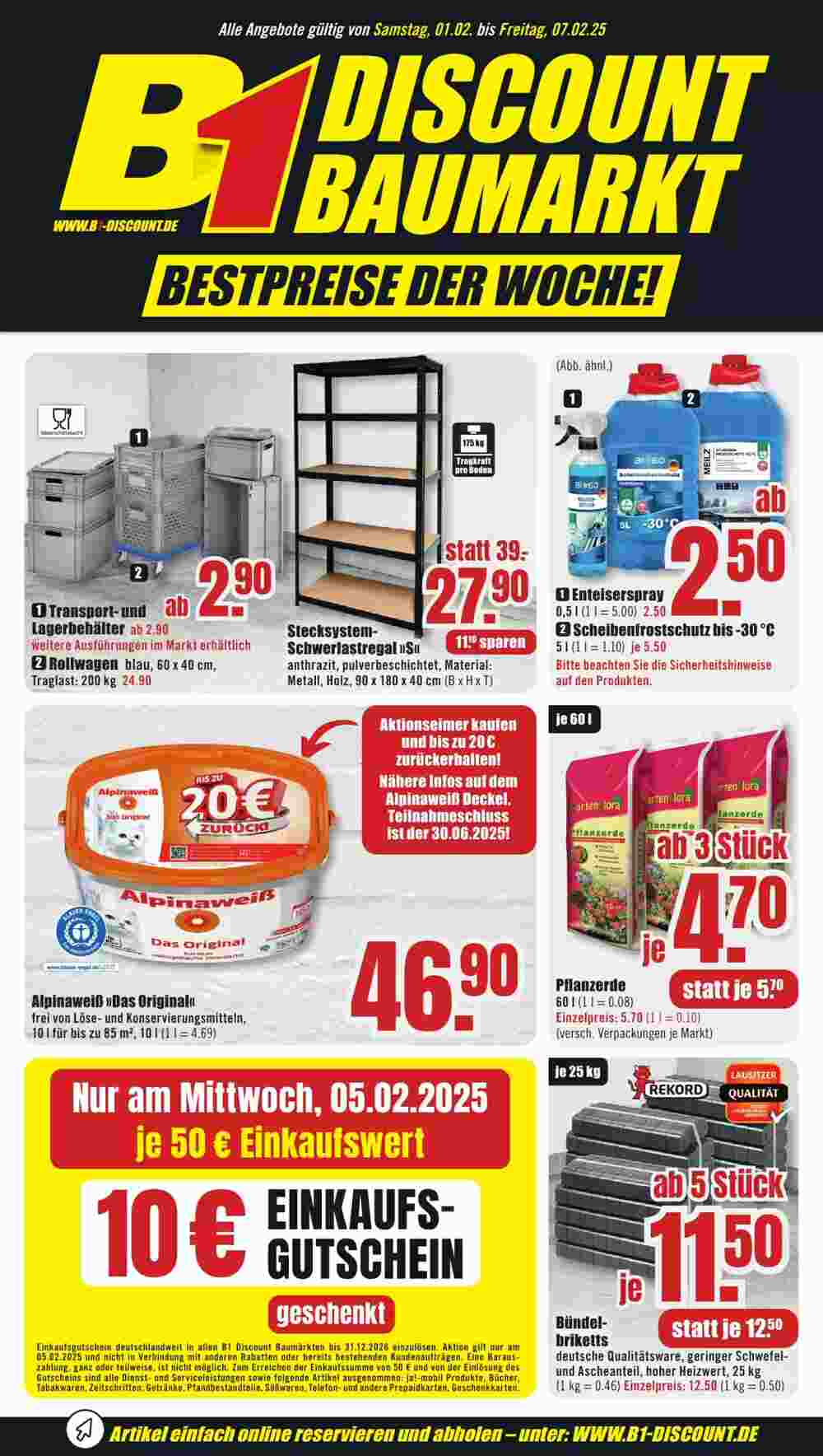 B1 Discount Baumarkt Prospekt (ab 01.02.2025) zum Blättern - Seite 1