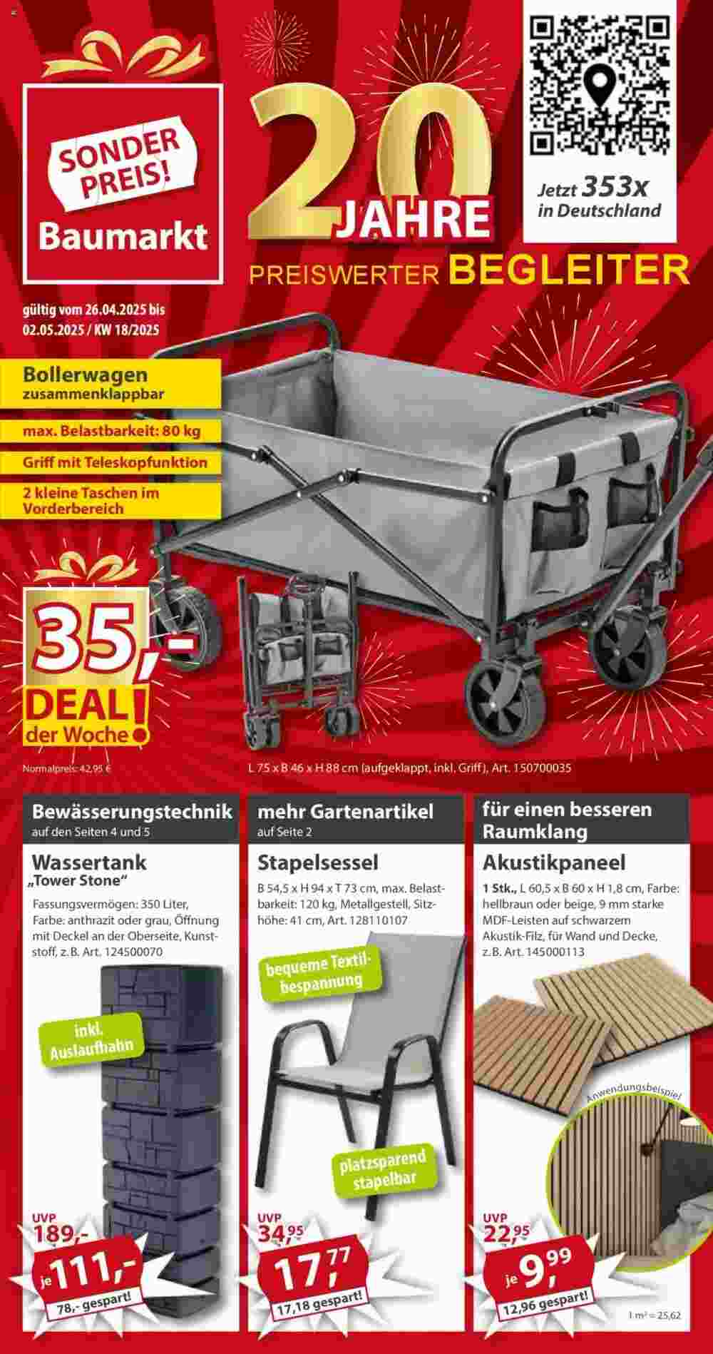 Sonderpreis Baumarkt Prospekt (ab 26.04.2025) zum Blättern - Seite 1