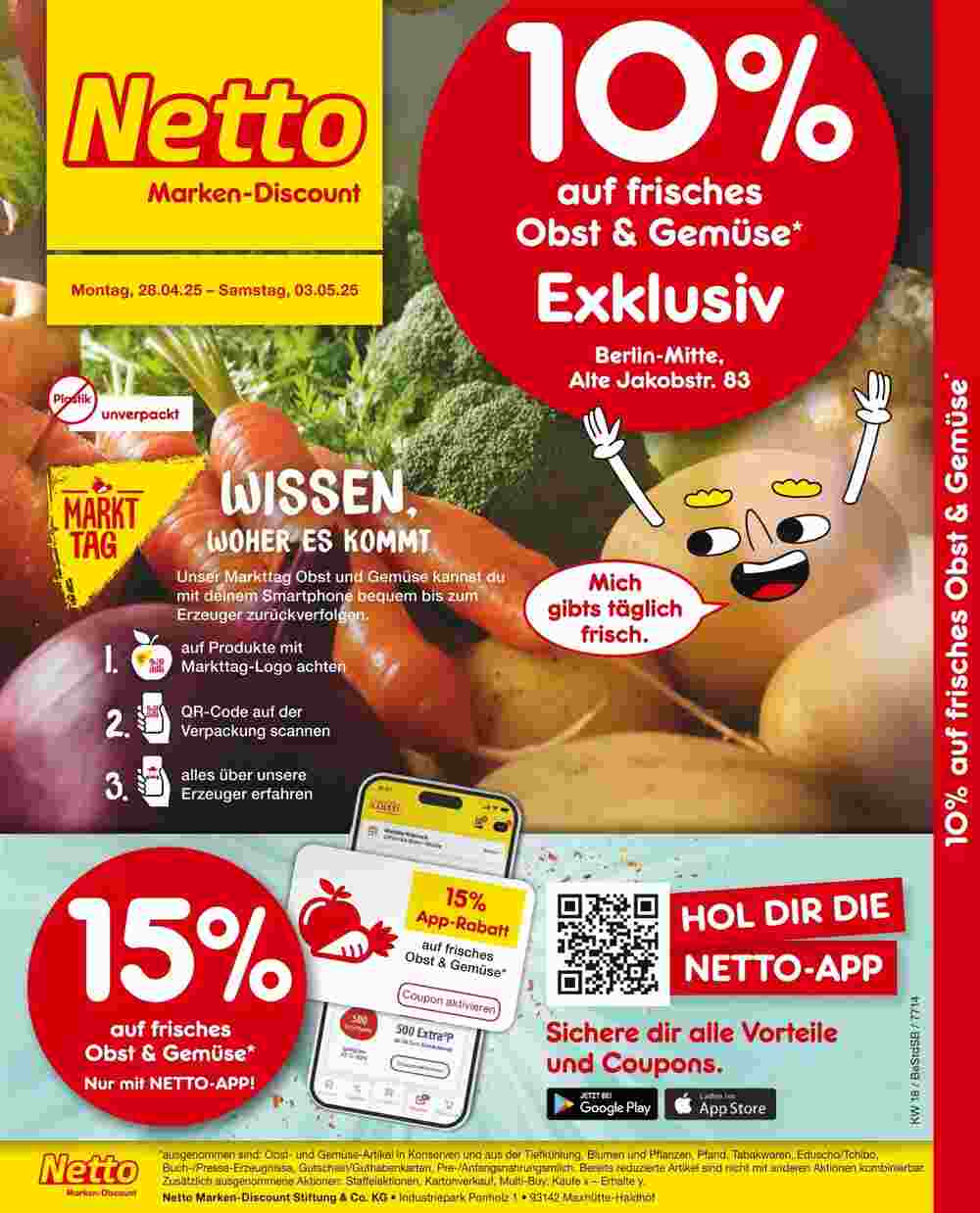 Netto Marken-Discount Prospekt (ab 28.04.2025) zum Blättern - Seite 1