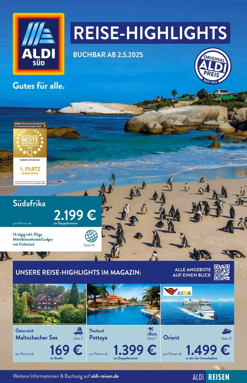 Aldi Süd Reisen Prospekt (ab 02.05.2025) zum Blättern - Seite 1