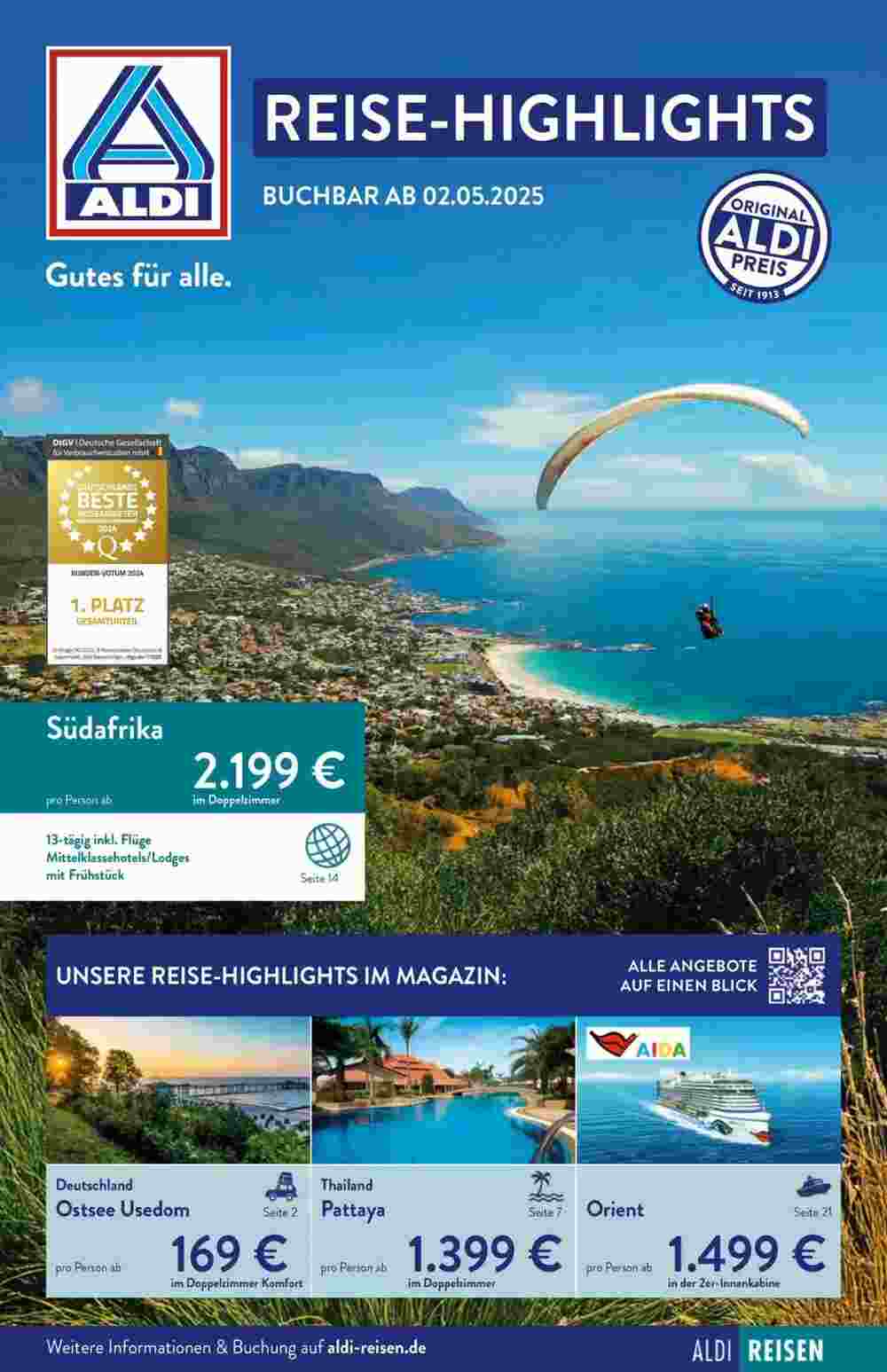 ALDI Nord Reisen Prospekt (ab 02.05.2025) zum Blättern - Seite 1