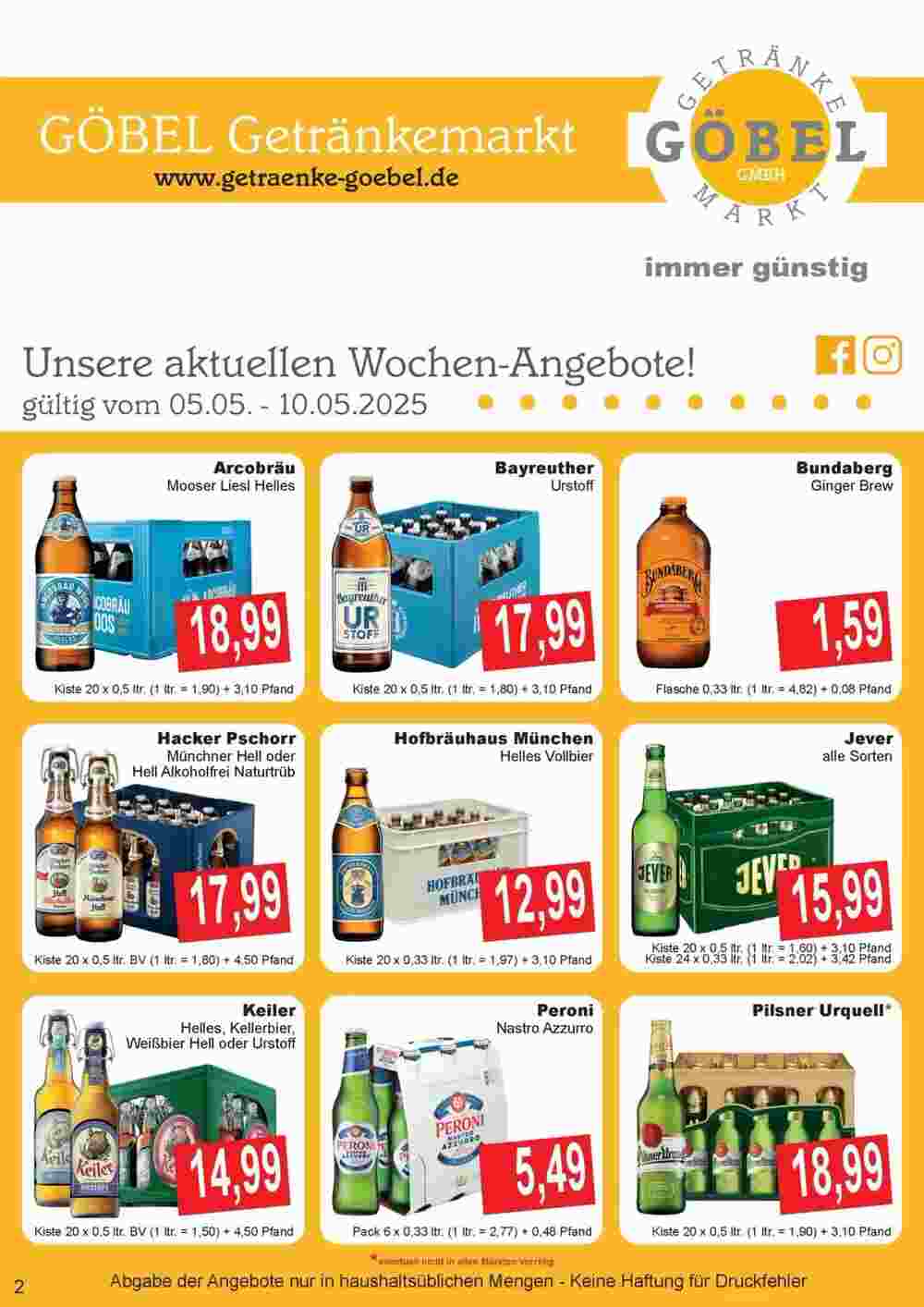Getränke Göbel Prospekt (ab 05.05.2025) zum Blättern - Seite 1