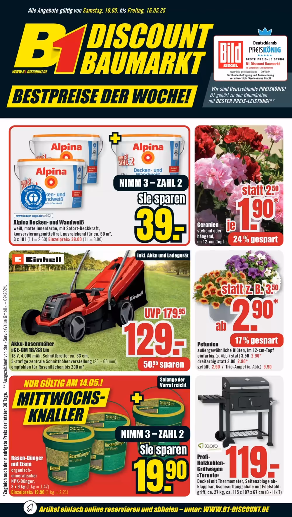 B1 Discount Baumarkt Prospekt (ab 10.05.2025) zum Blättern - Seite 1