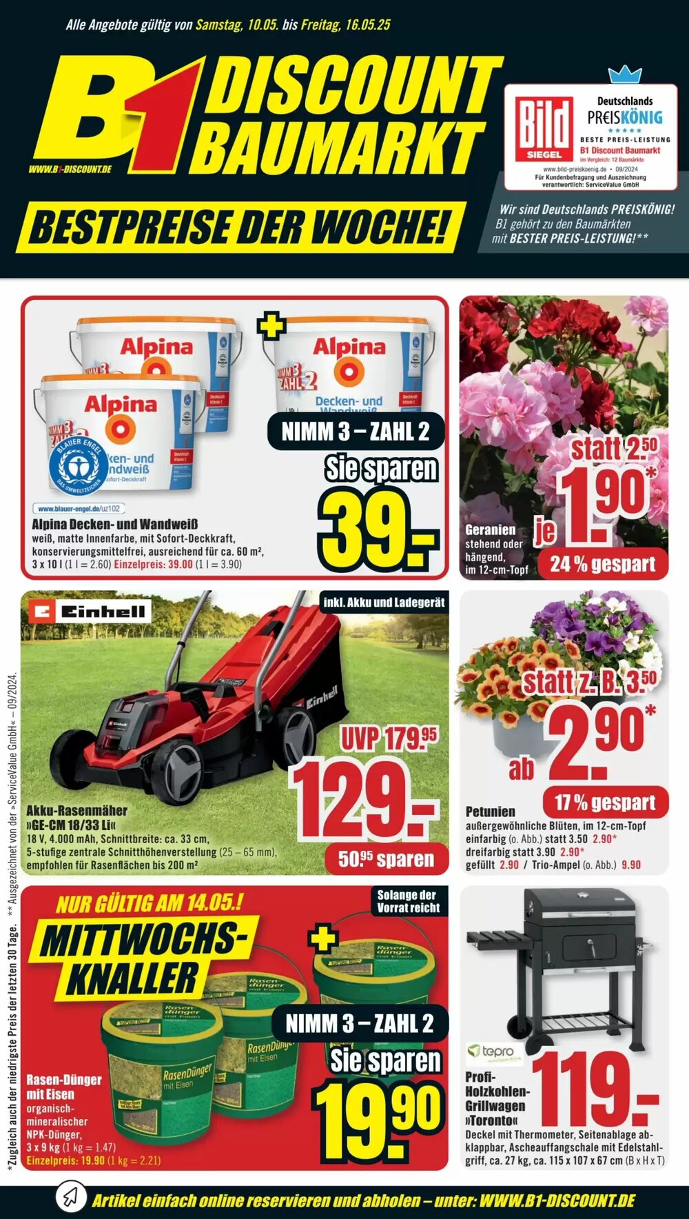 B1 Discount Baumarkt Prospekt (ab 10.05.2025) zum Blättern - Seite 1