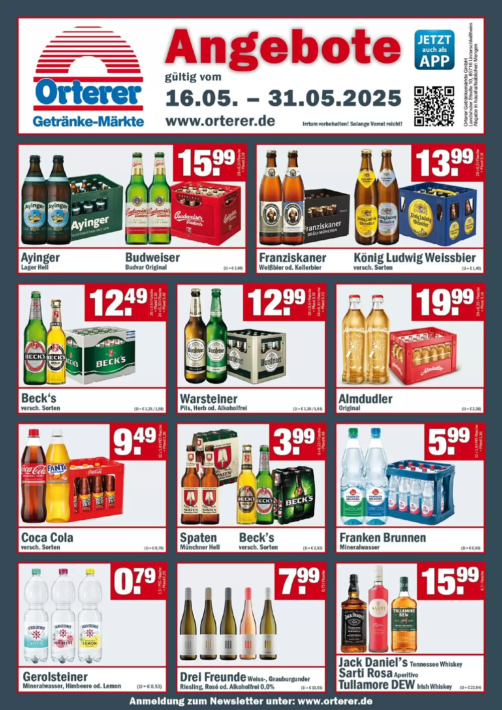 Orterer Getränkemarkt Prospekt (ab 16.05.2025) zum Blättern - Seite 1