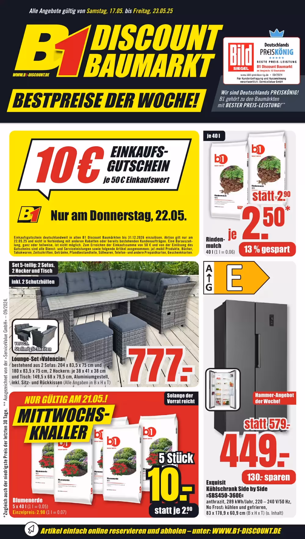 B1 Discount Baumarkt Prospekt (ab 17.05.2025) zum Blättern - Seite 1