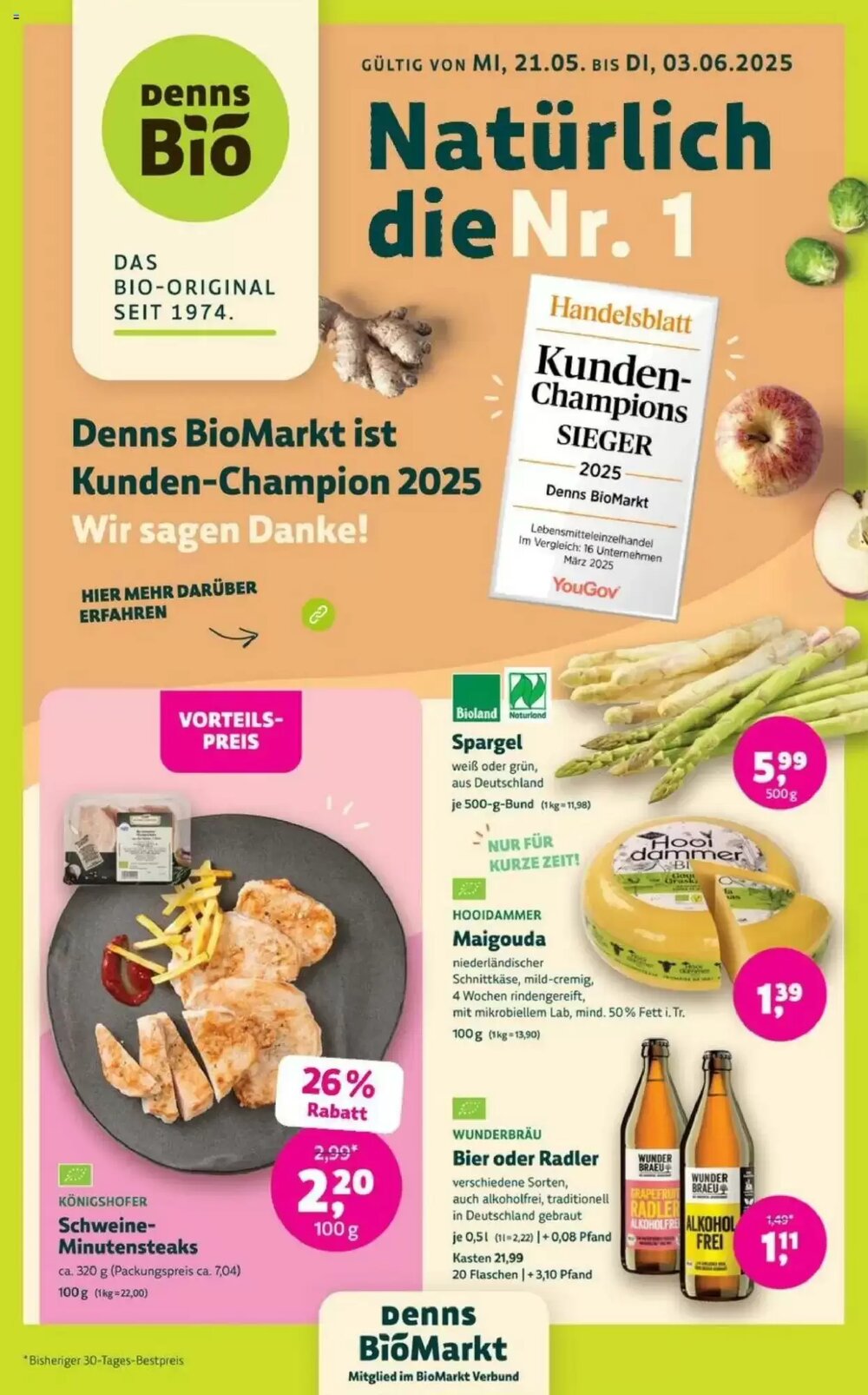 Denns BioMarkt Prospekt (ab 21.05.2025) zum Blättern - Seite 1