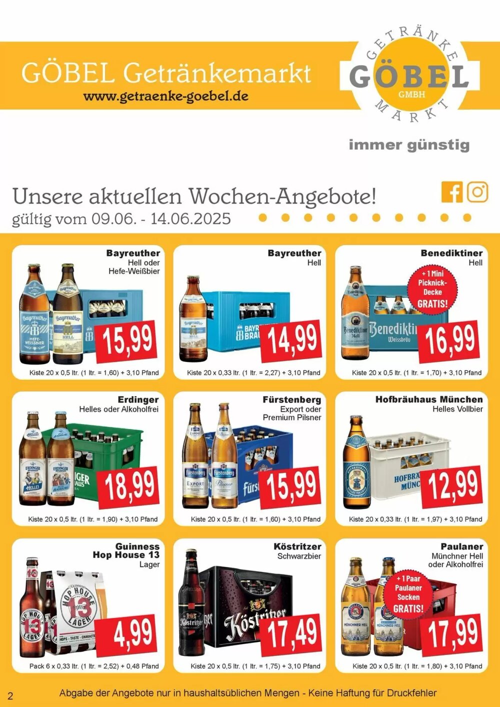 Getränke Göbel Prospekt (ab 09.06.2025) zum Blättern - Seite 1