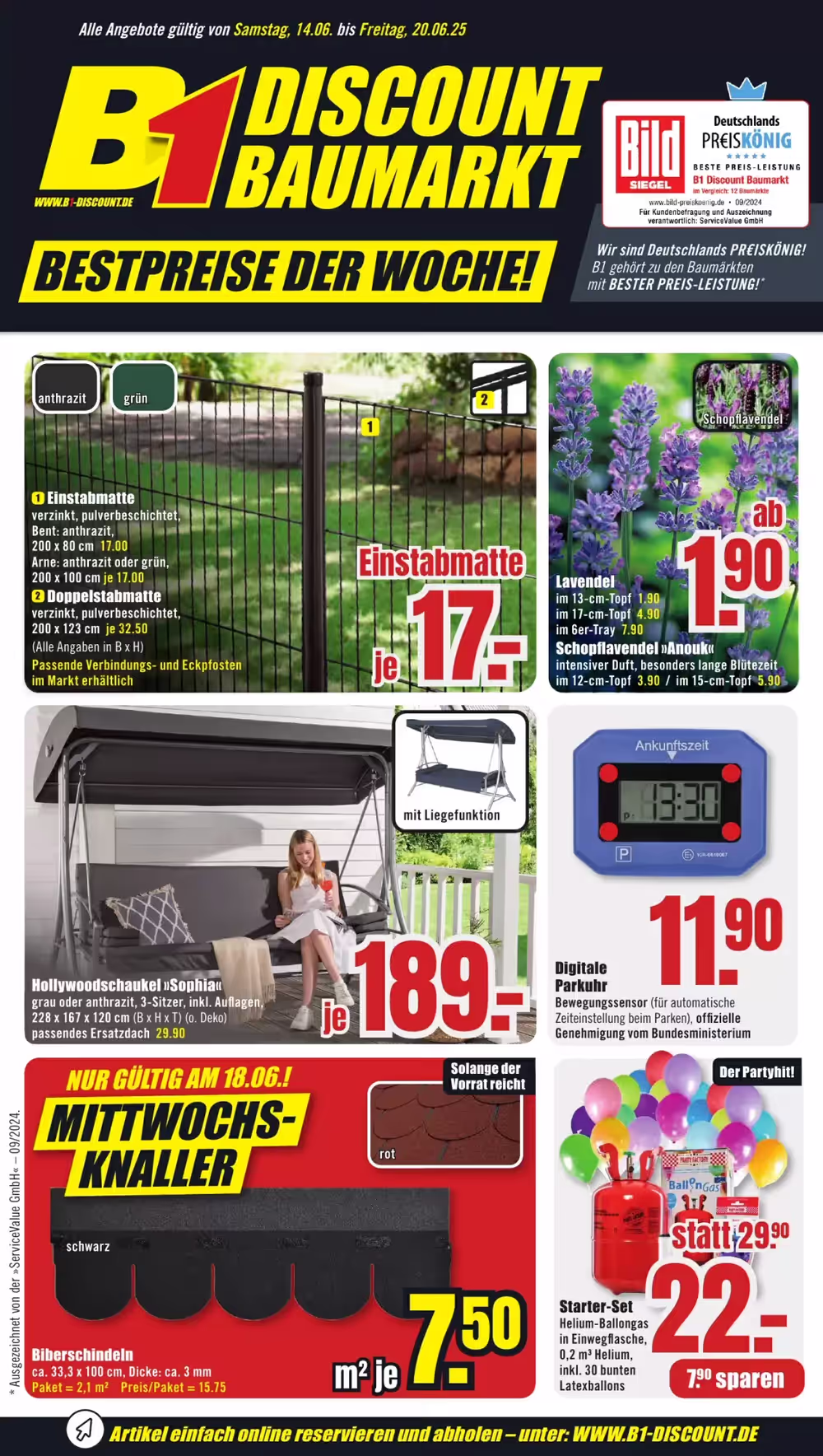 B1 Discount Baumarkt Prospekt (ab 14.06.2025) zum Blättern - Seite 1