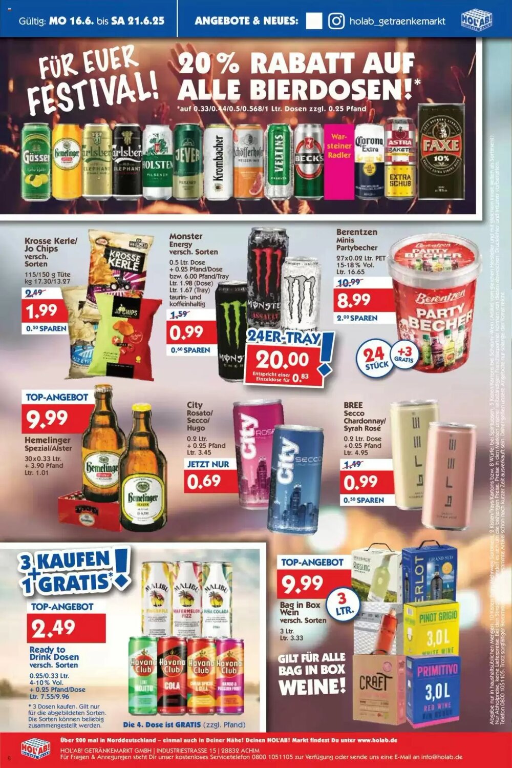 Hol'ab Getränkemarkt Prospekt (ab 16.06.2025) zum Blättern - Seite 8