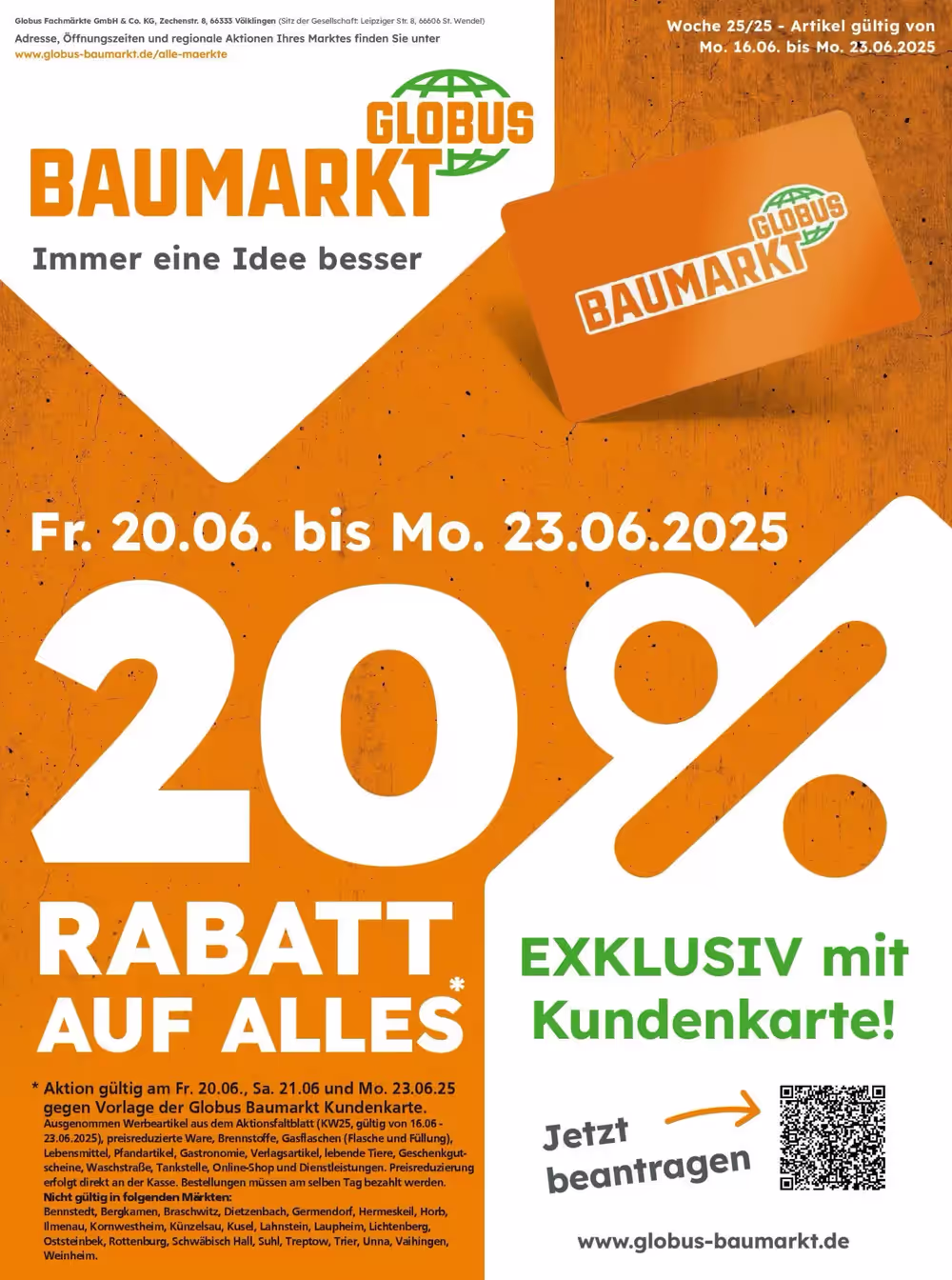 Globus Baumarkt Prospekt (ab 16.06.2025) zum Blättern - Seite 1