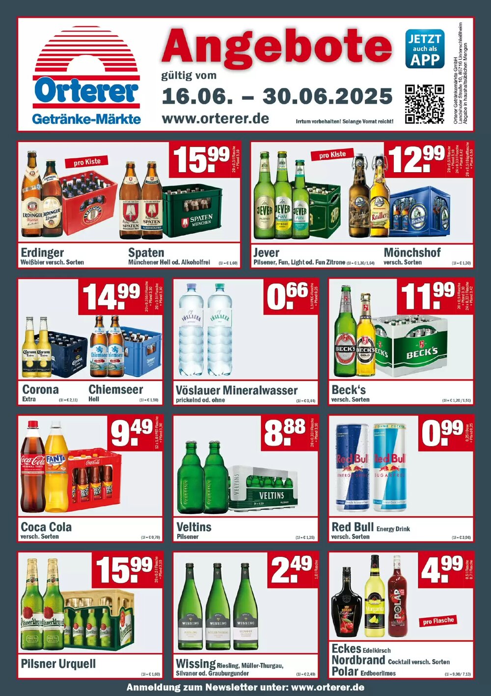 Orterer Getränkemarkt Prospekt (ab 16.06.2025) zum Blättern - Seite 1