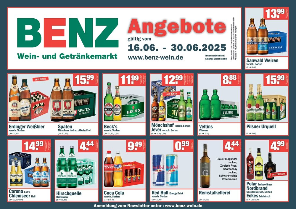 Benz Getränke Prospekt (ab 16.06.2025) zum Blättern - Seite 1