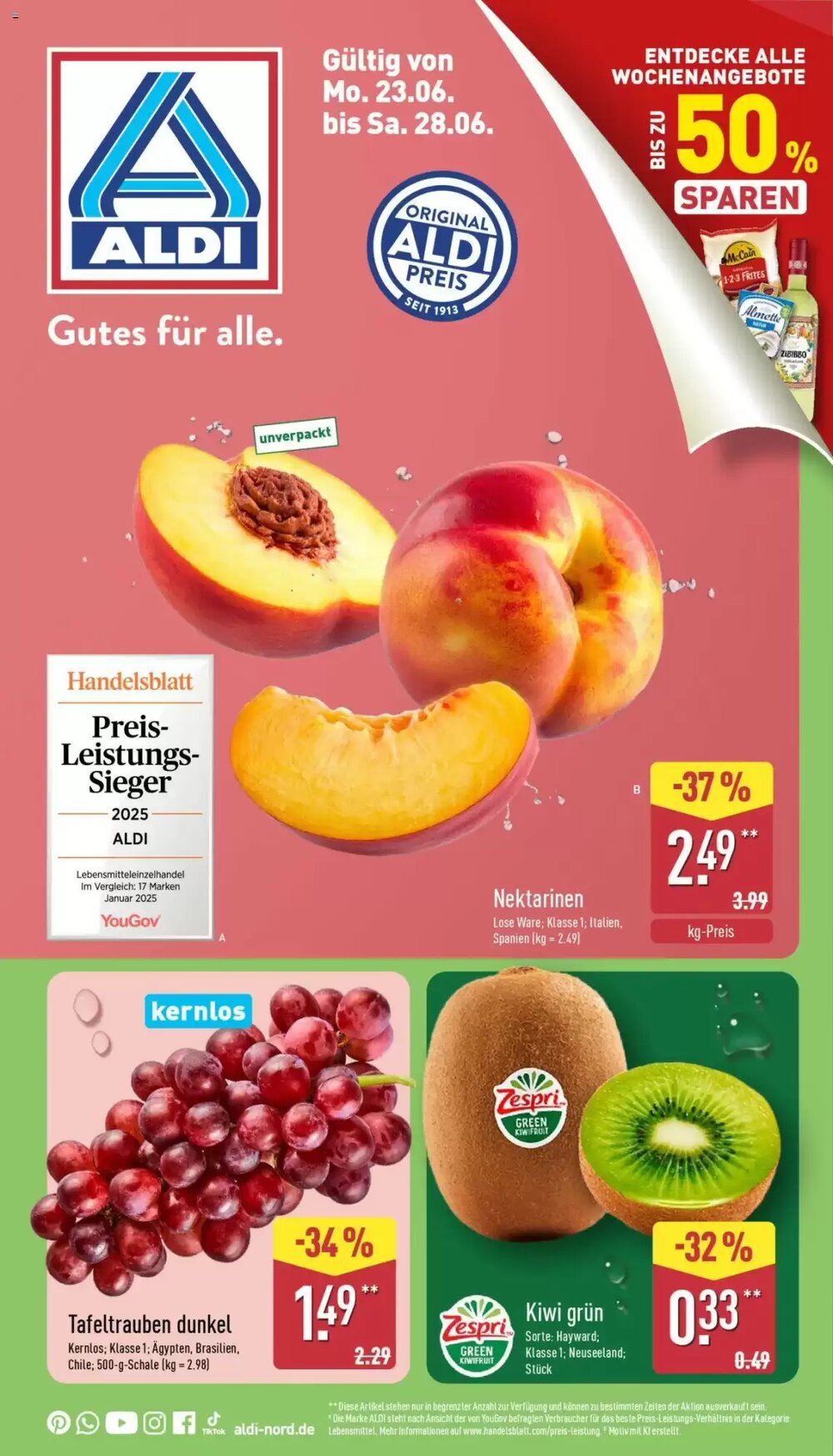 Aldi Nord Prospekt (ab 23.06.2025) zum Blättern - Seite 1