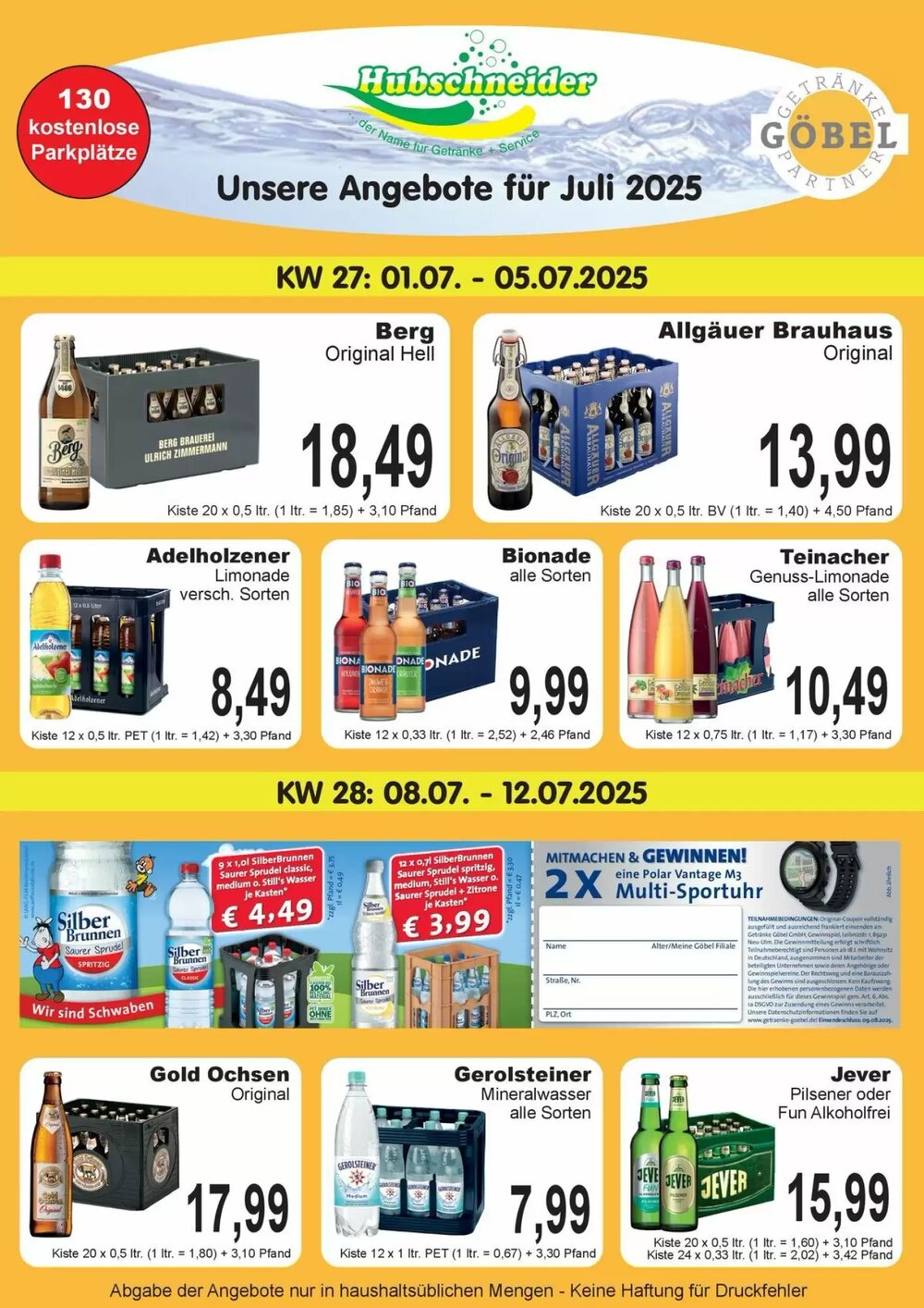 Getränke Göbel Prospekt (ab 01.07.2025) zum Blättern - Seite 1
