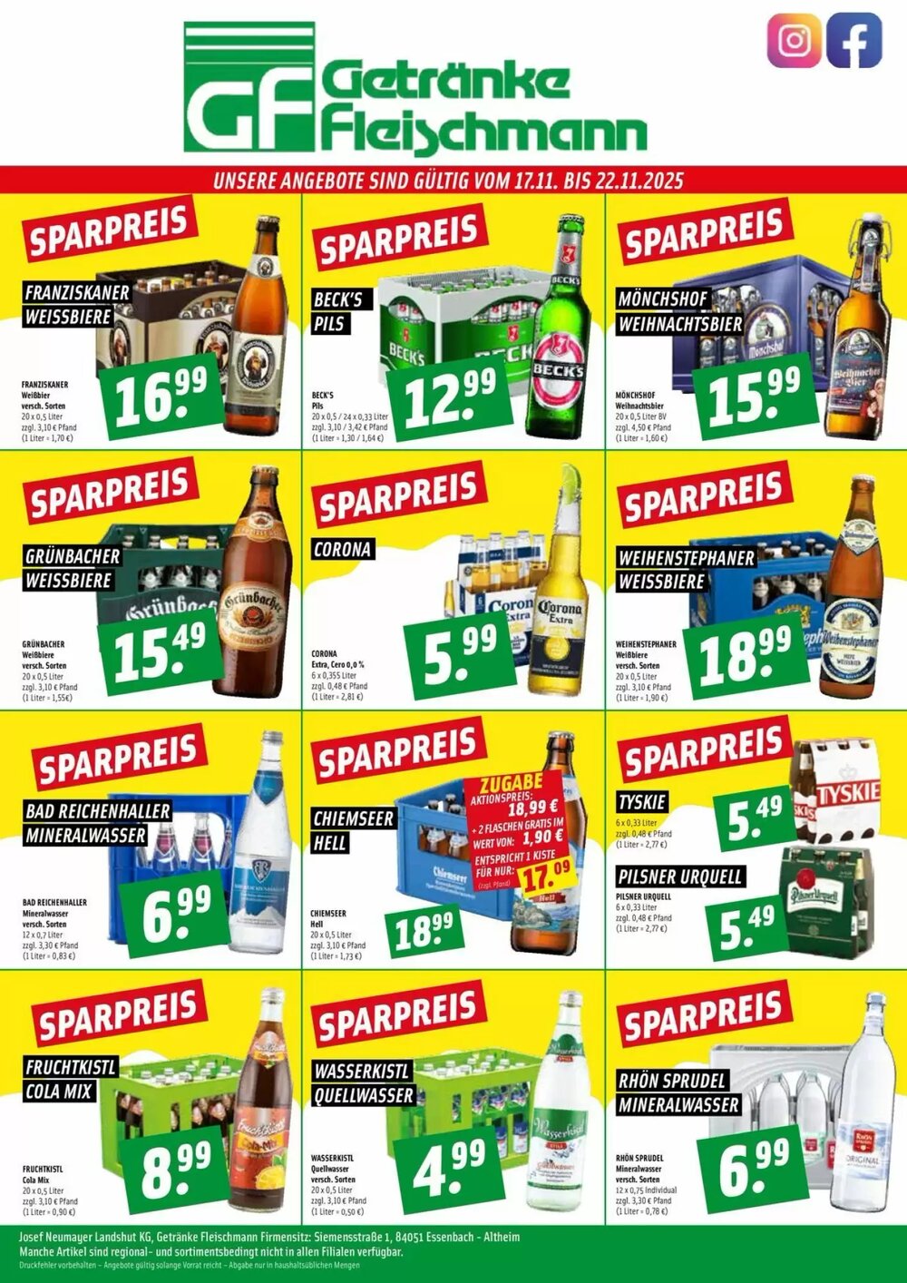 Getränke Fleischmann Prospekt (ab 17.11.2025) zum Blättern - Seite 1